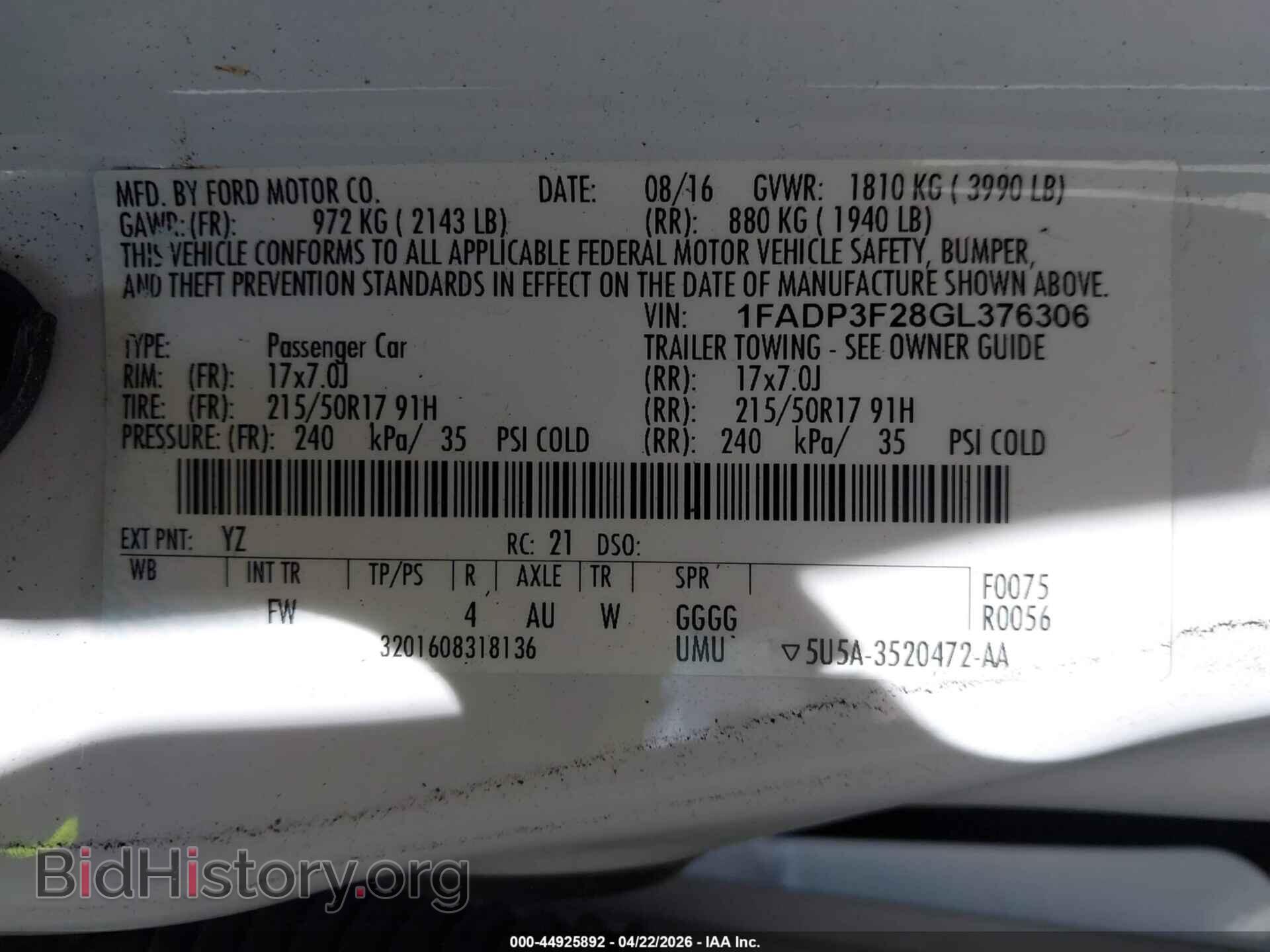 2016 FORD FOCUS - VIN: 1FADP3F28GL376306 - Фото 9
