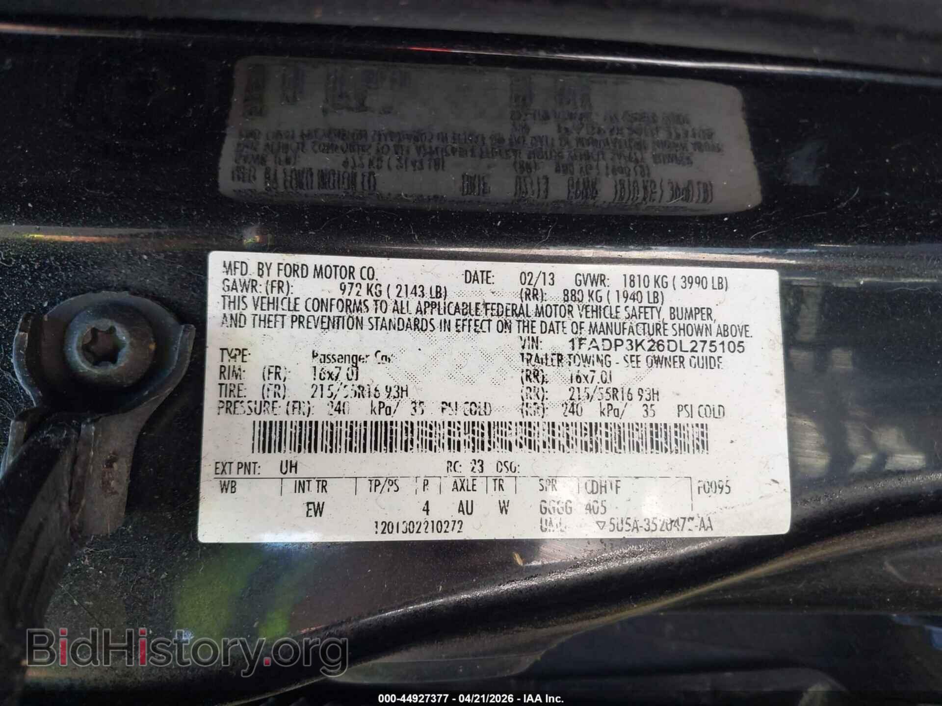 2013 FORD FOCUS - VIN: 1FADP3K26DL275105 - Фото 9