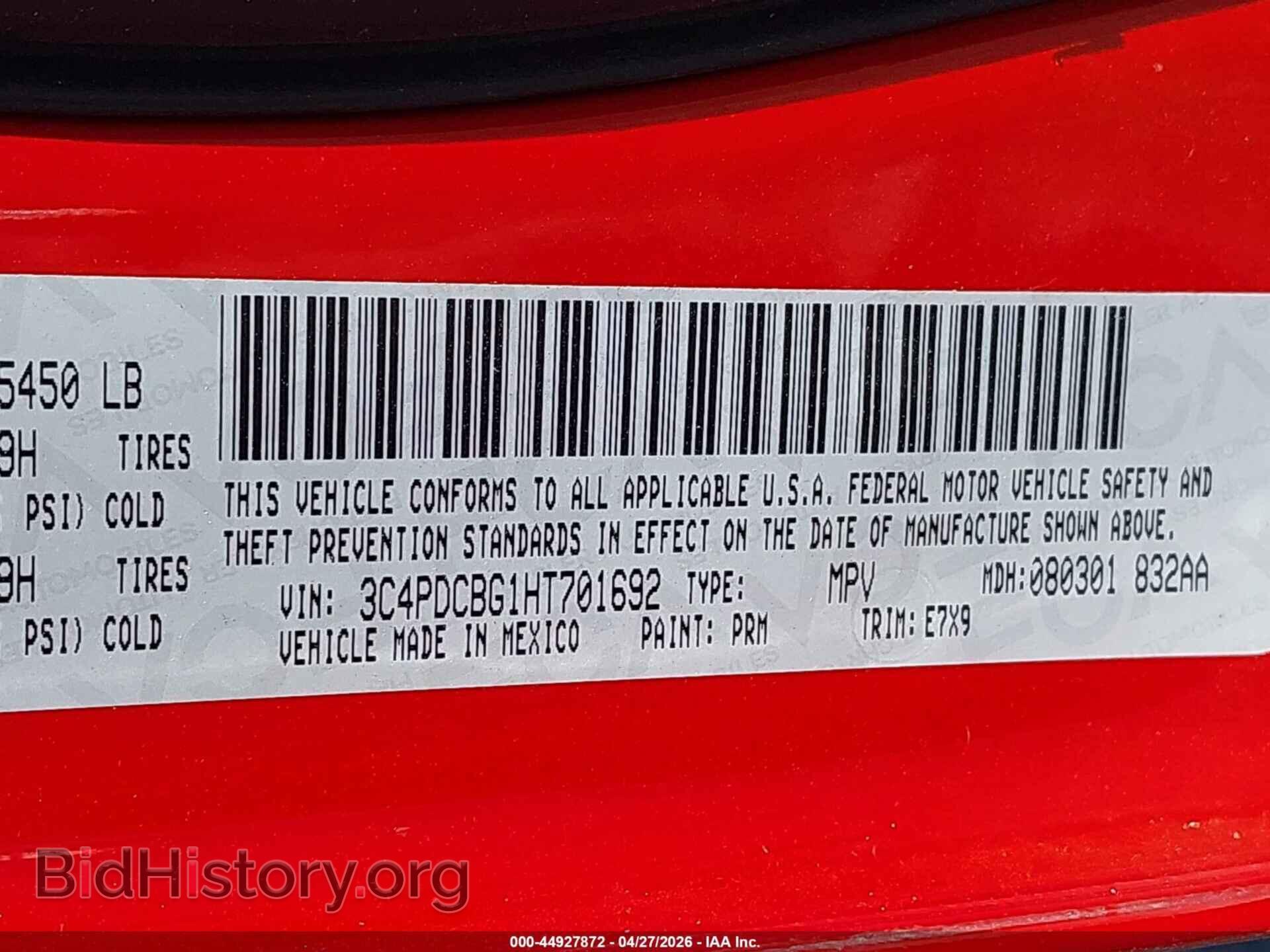 2017 DODGE JOURNEY - VIN: 3C4PDCBG1HT701692 - Фото 9