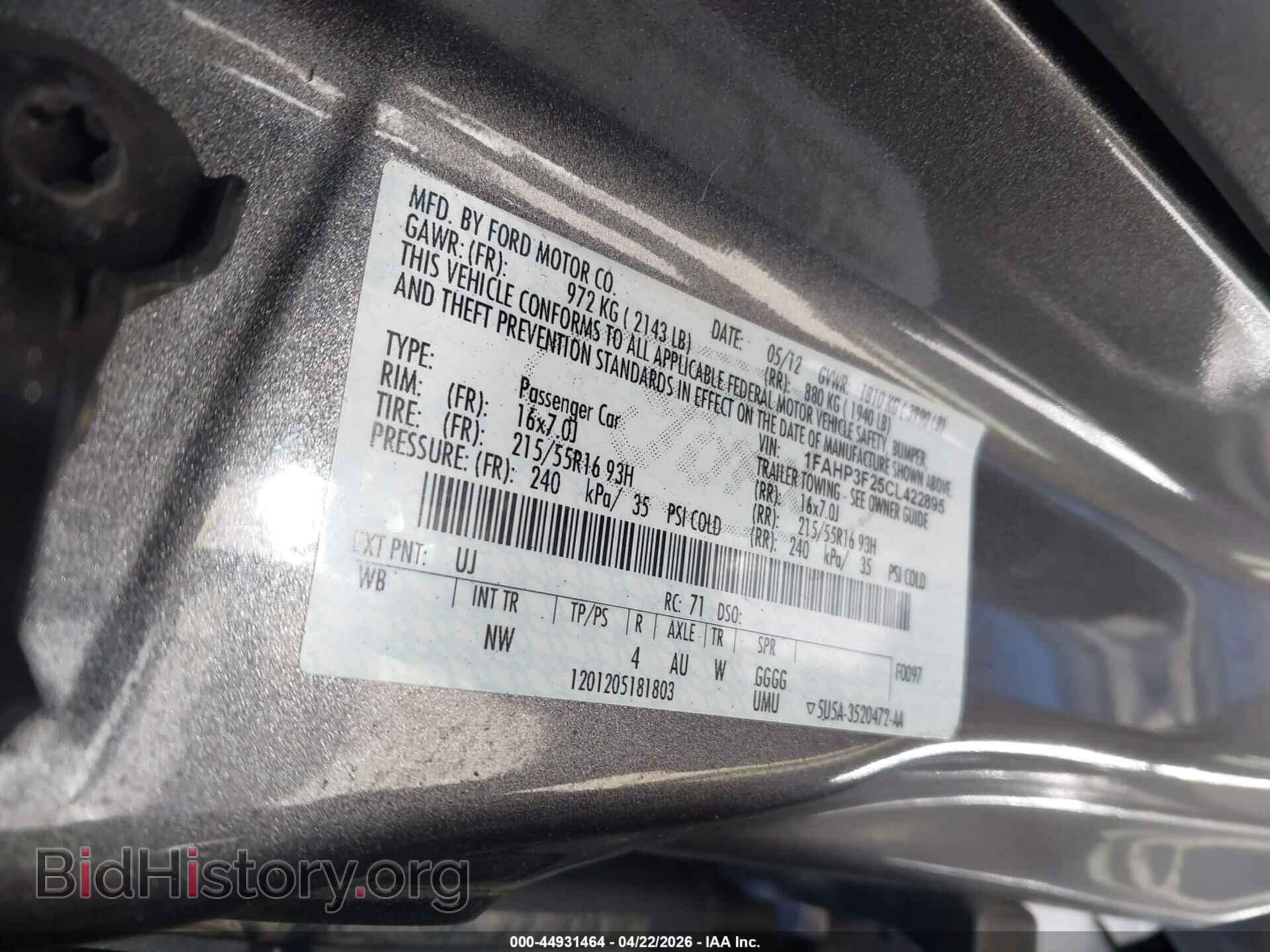 2012 FORD FOCUS - VIN: 1FAHP3F25CL422895 - Фото 9