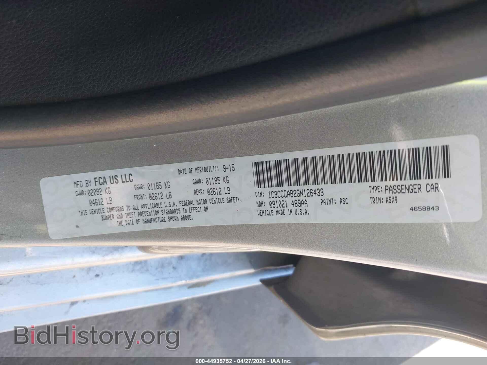 2016 CHRYSLER 200 - VIN: 1C3CCCAB2GN126433 - Photo 9