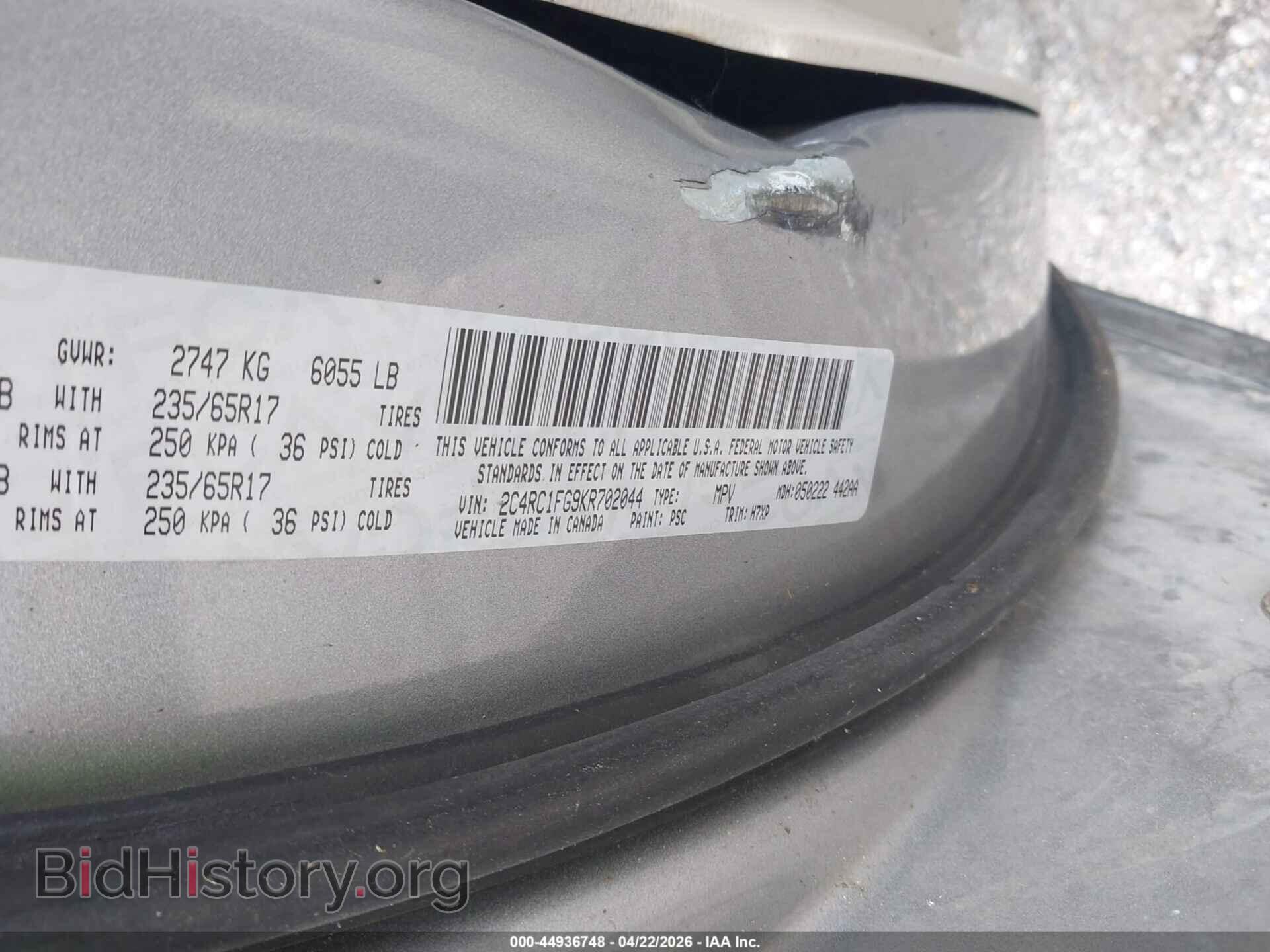 2019 CHRYSLER PACIFICA - VIN: 2C4RC1FG9KR702044 - Photo 9