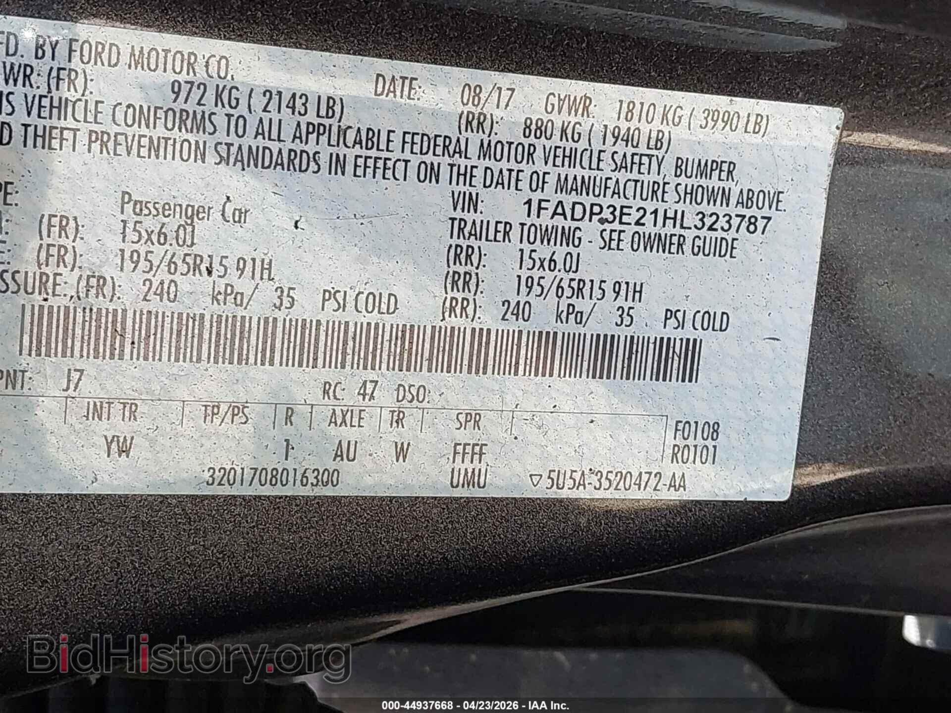 2017 FORD FOCUS - VIN: 1FADP3E21HL323787 - Photo 9