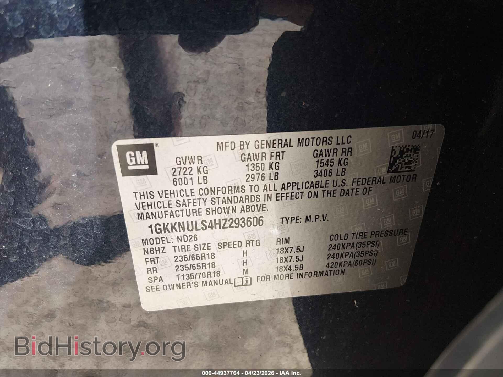 2017 GMC ACADIA - VIN: 1GKKNULS4HZ293606 - Фото 9