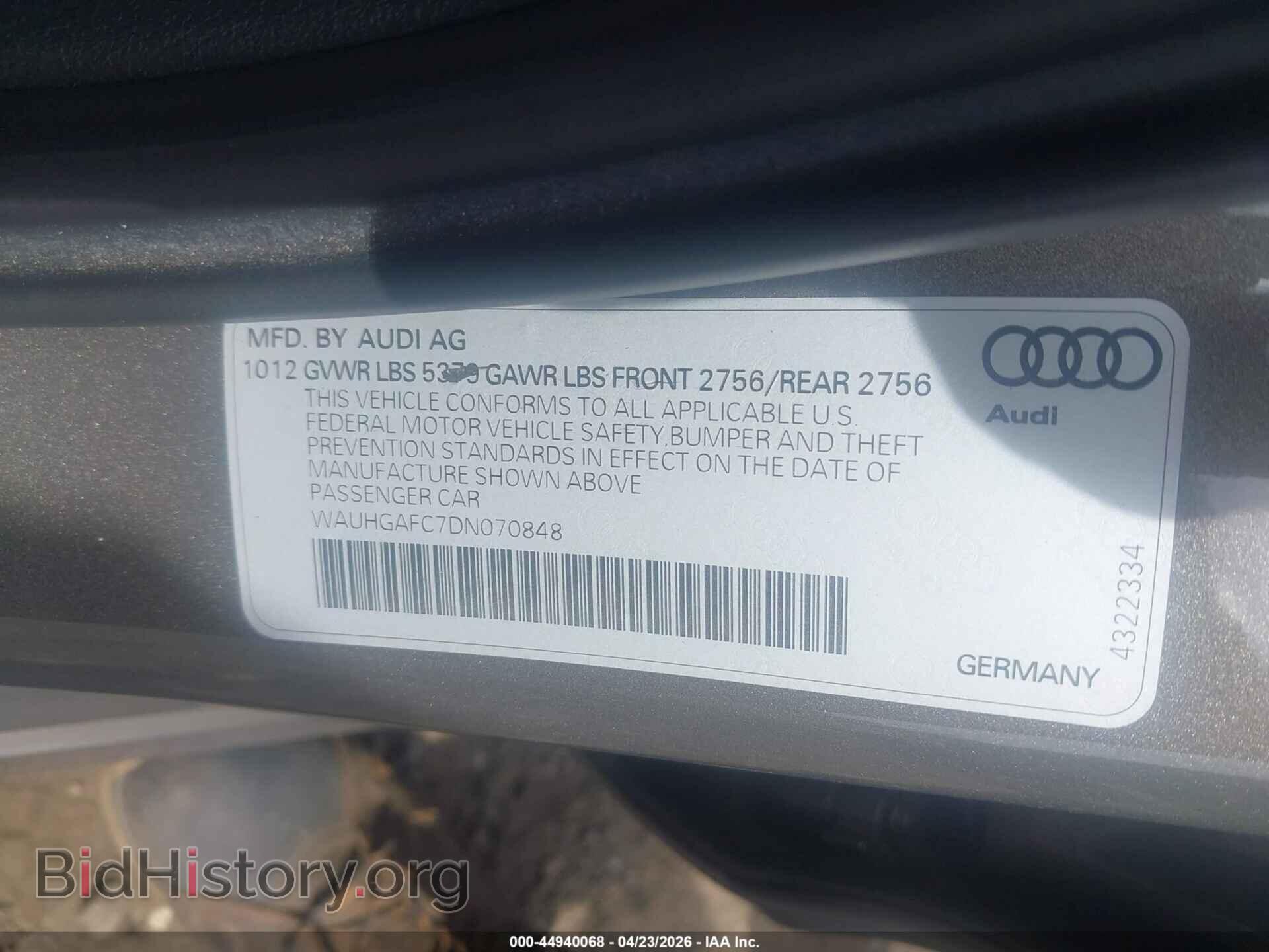 2013 AUDI A6 - VIN: WAUHGAFC7DN070848 - Фото 9