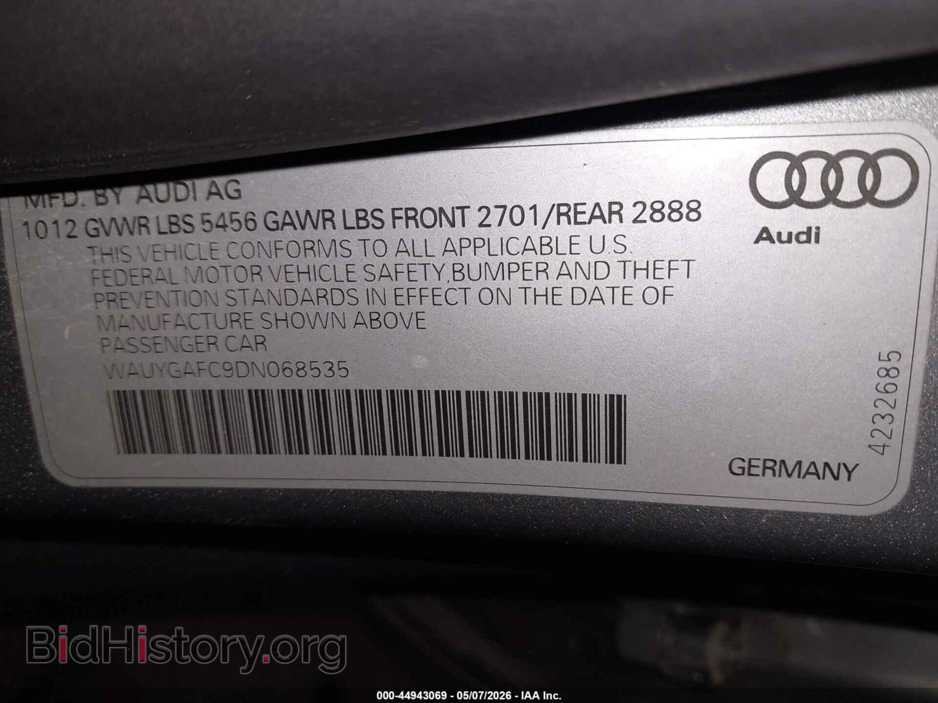 2013 AUDI A7 - VIN: WAUYGAFC9DN068535 - Photo 9