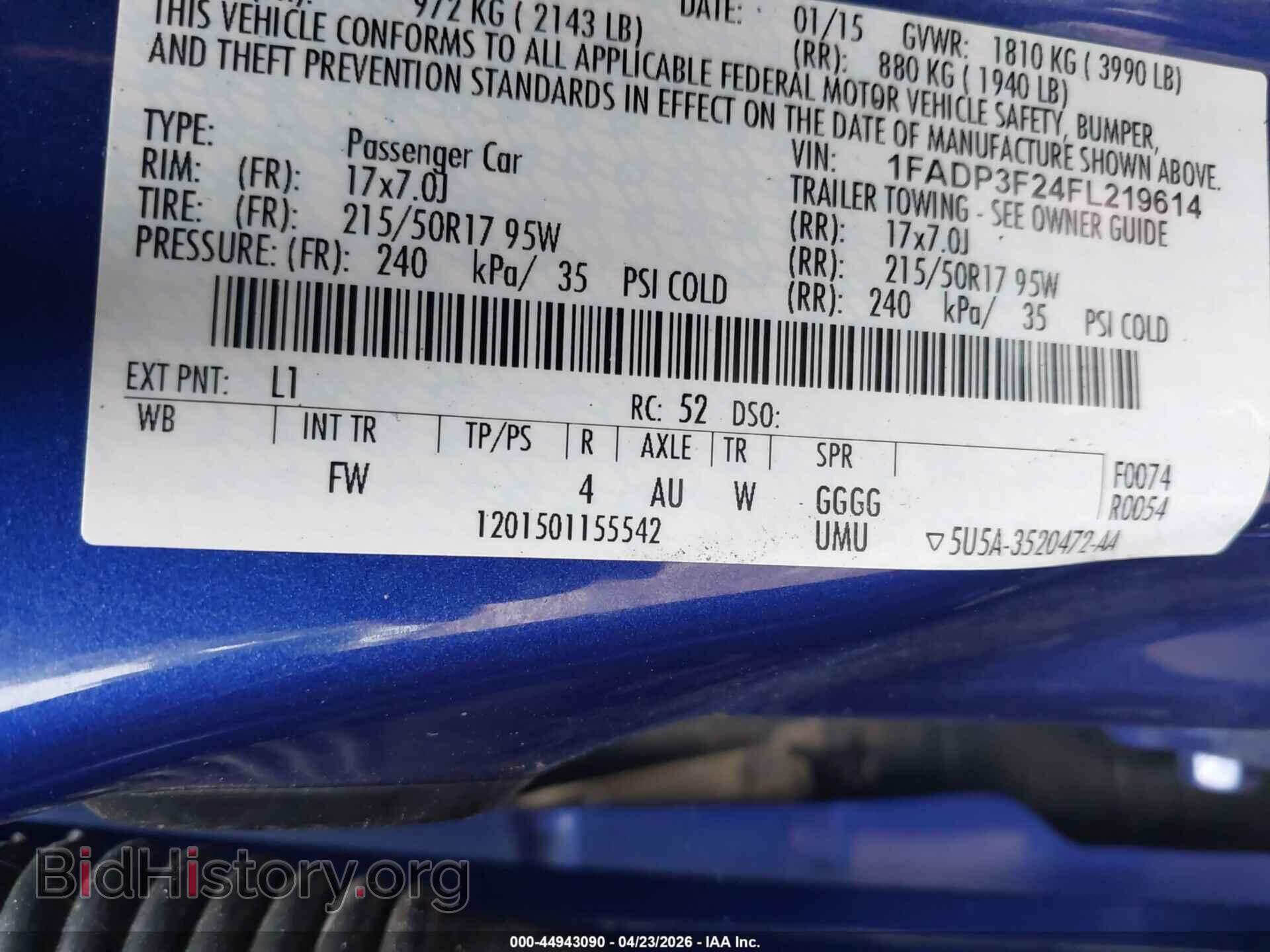 2015 FORD FOCUS - VIN: 1FADP3F24FL219614 - Фото 9