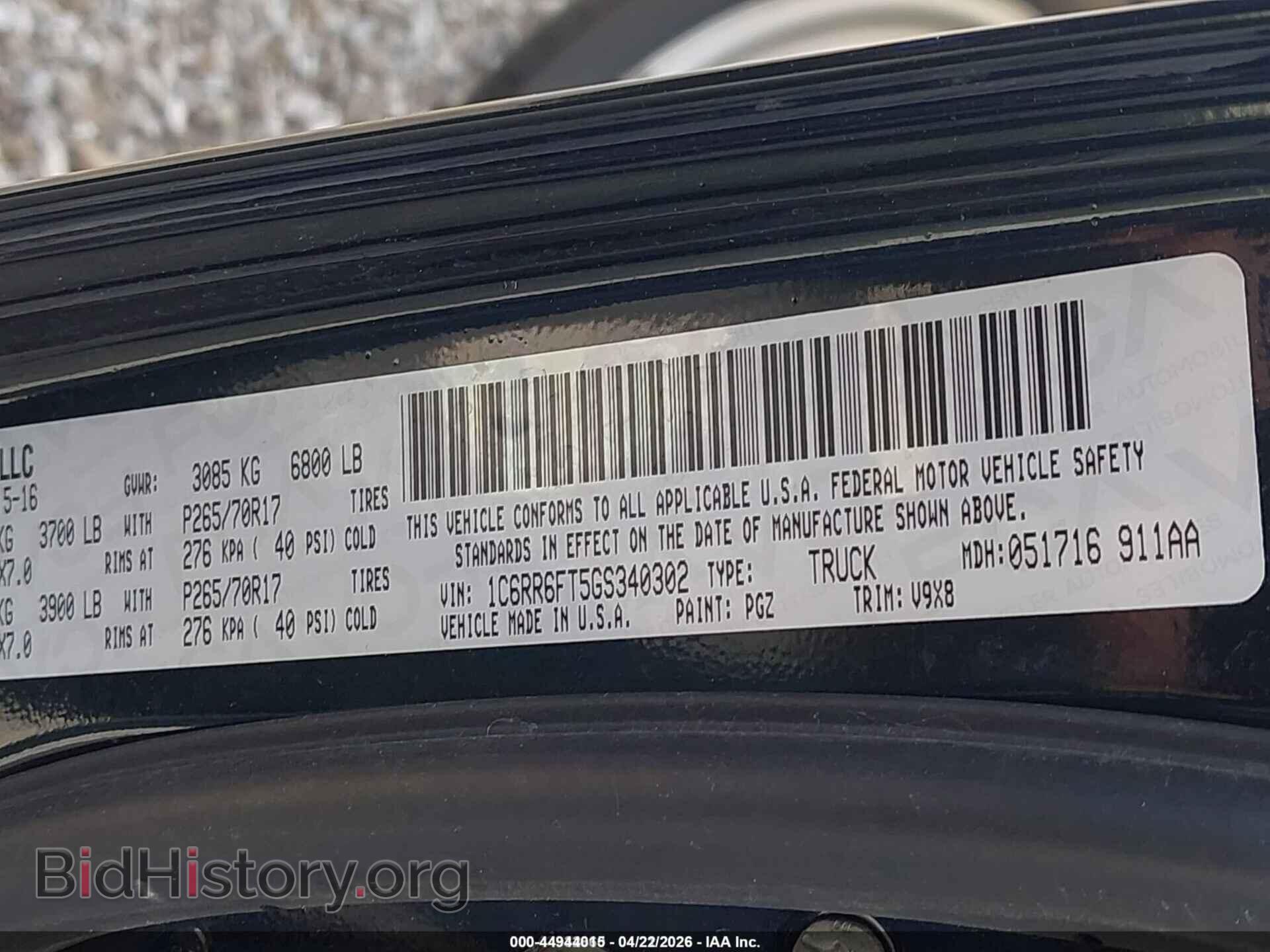 2016 RAM 1500 - VIN: 1C6RR6FT5GS340302 - Фото 9