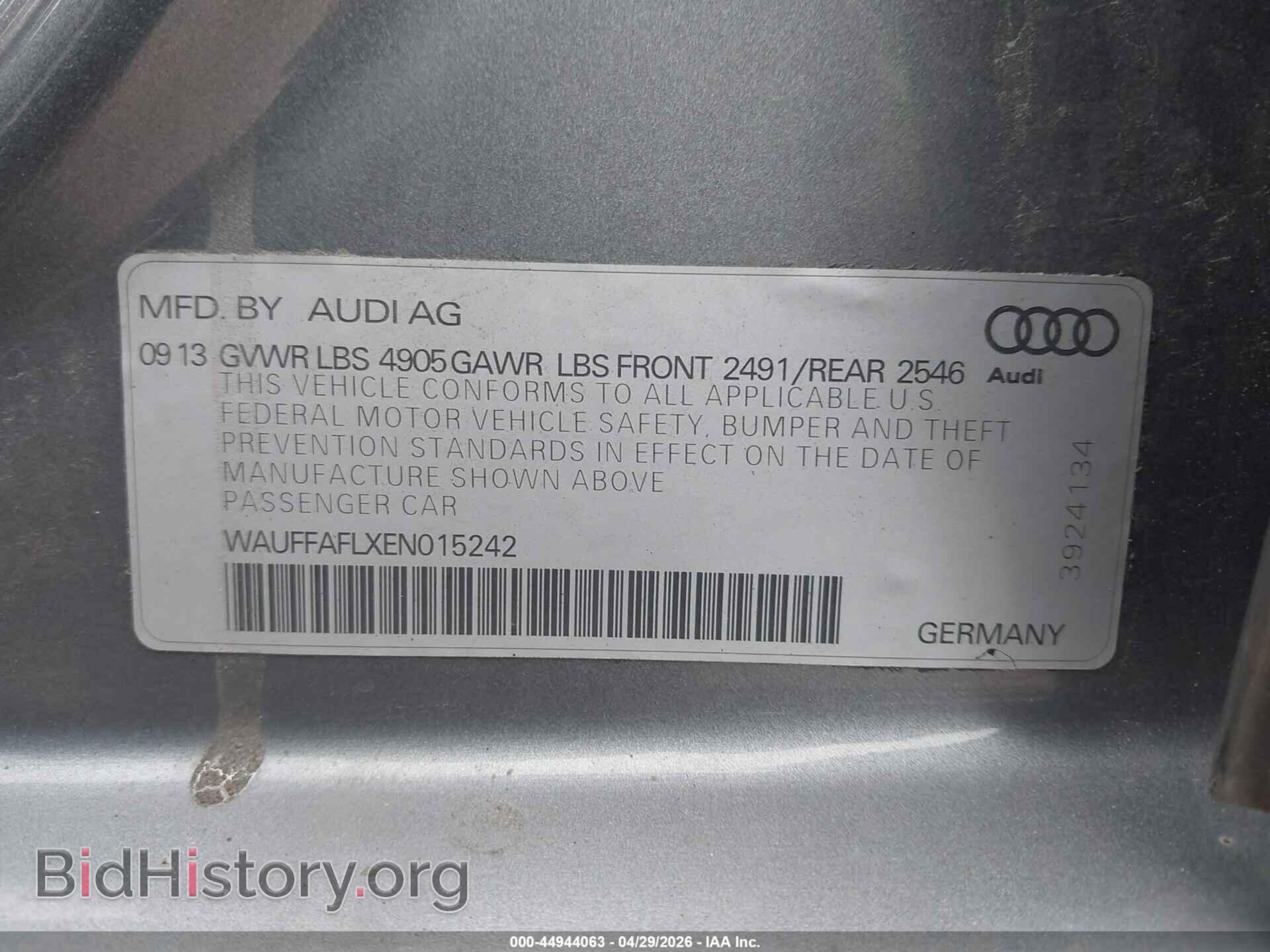 2014 AUDI A4 - VIN: WAUFFAFLXEN015242 - Фото 9