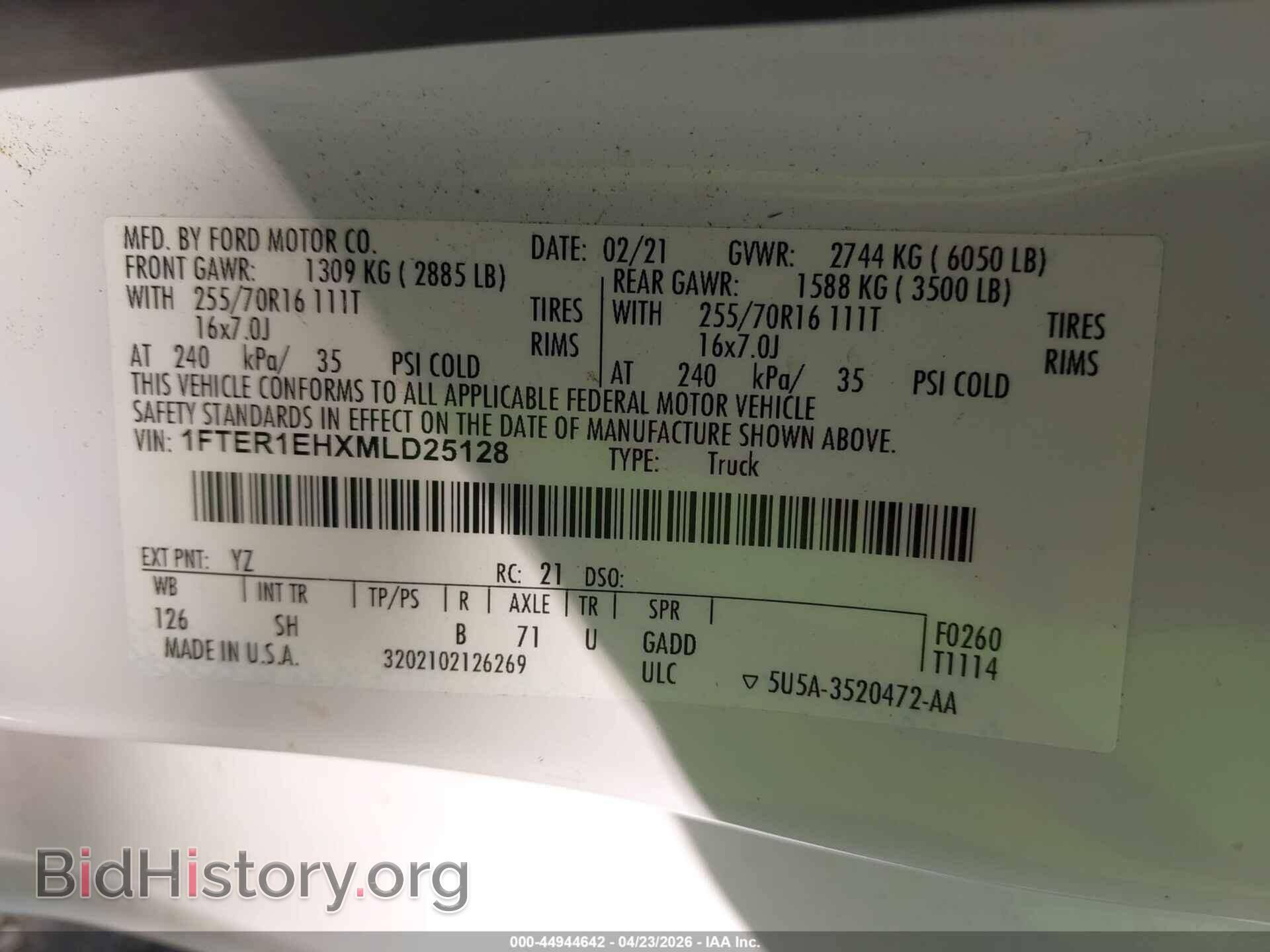 2021 FORD RANGER - VIN: 1FTER1EHXMLD25128 - Фото 9