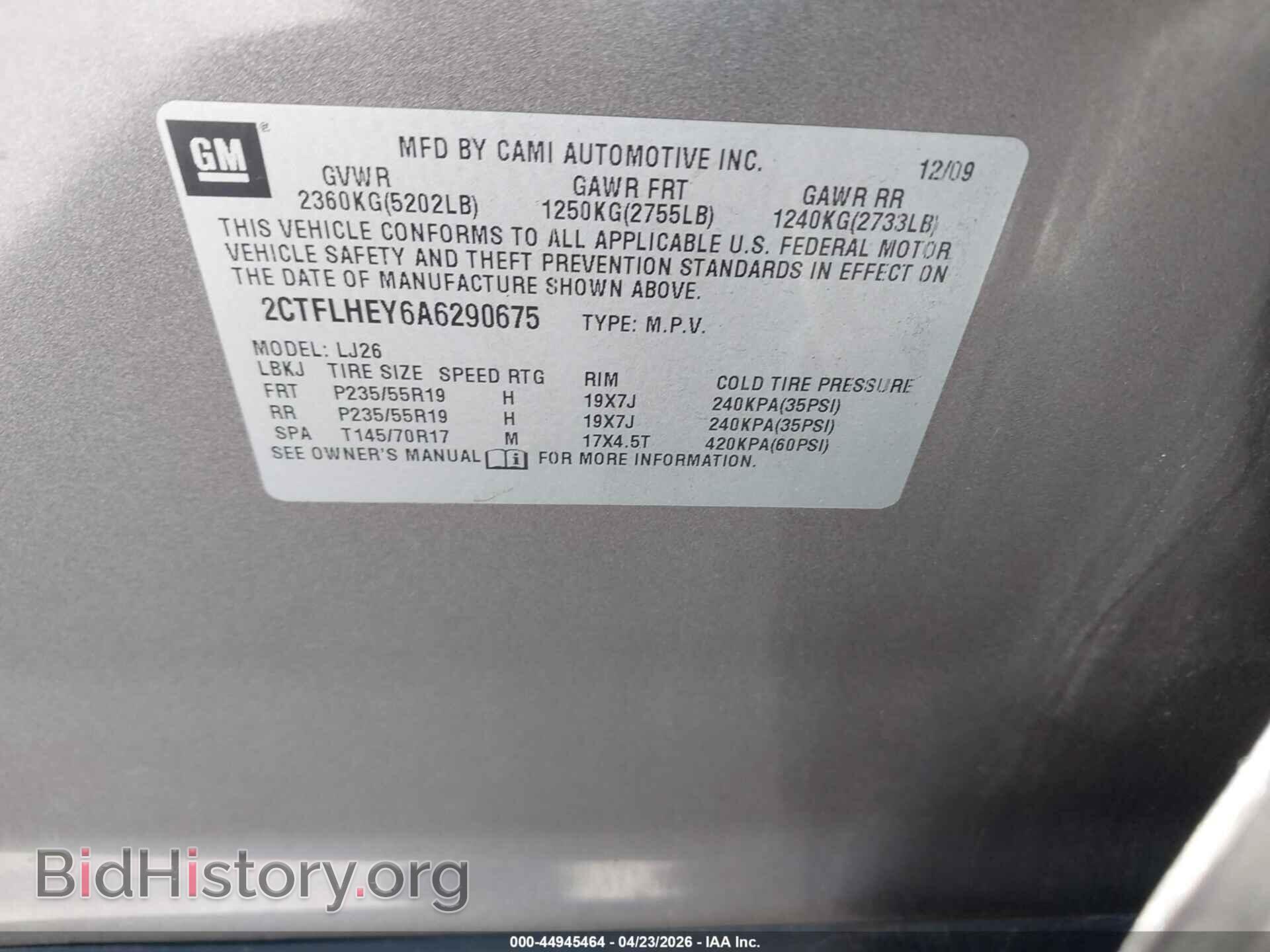 2010 GMC TERRAIN - VIN: 2CTFLHEY6A6290675 - Фото 9