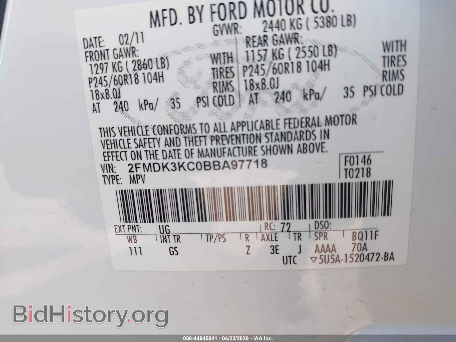 2011 FORD EDGE - VIN: 2FMDK3KC0BBA97718 - Photo 9