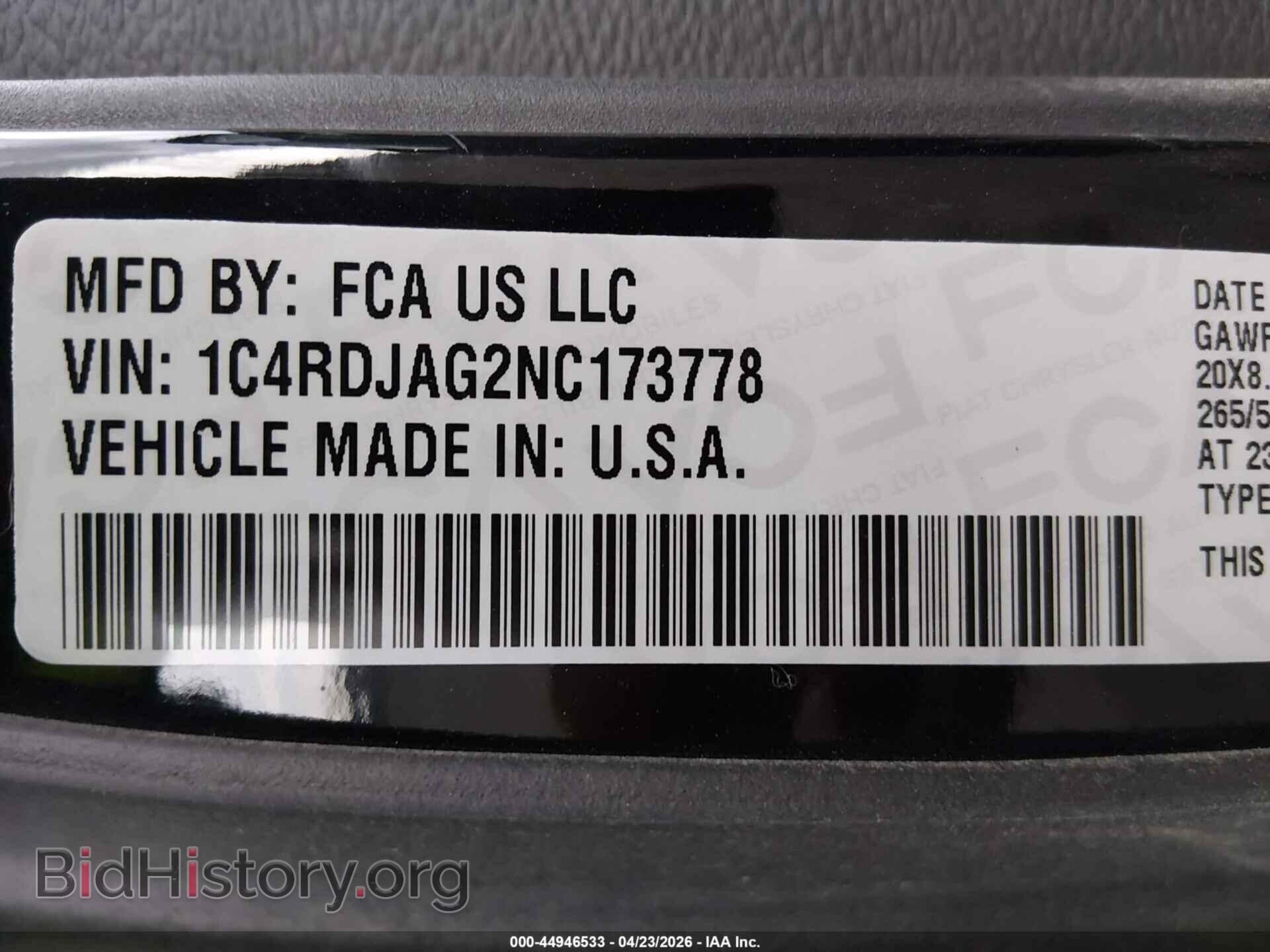 2022 DODGE DURANGO - VIN: 1C4RDJAG2NC173778 - Фото 9