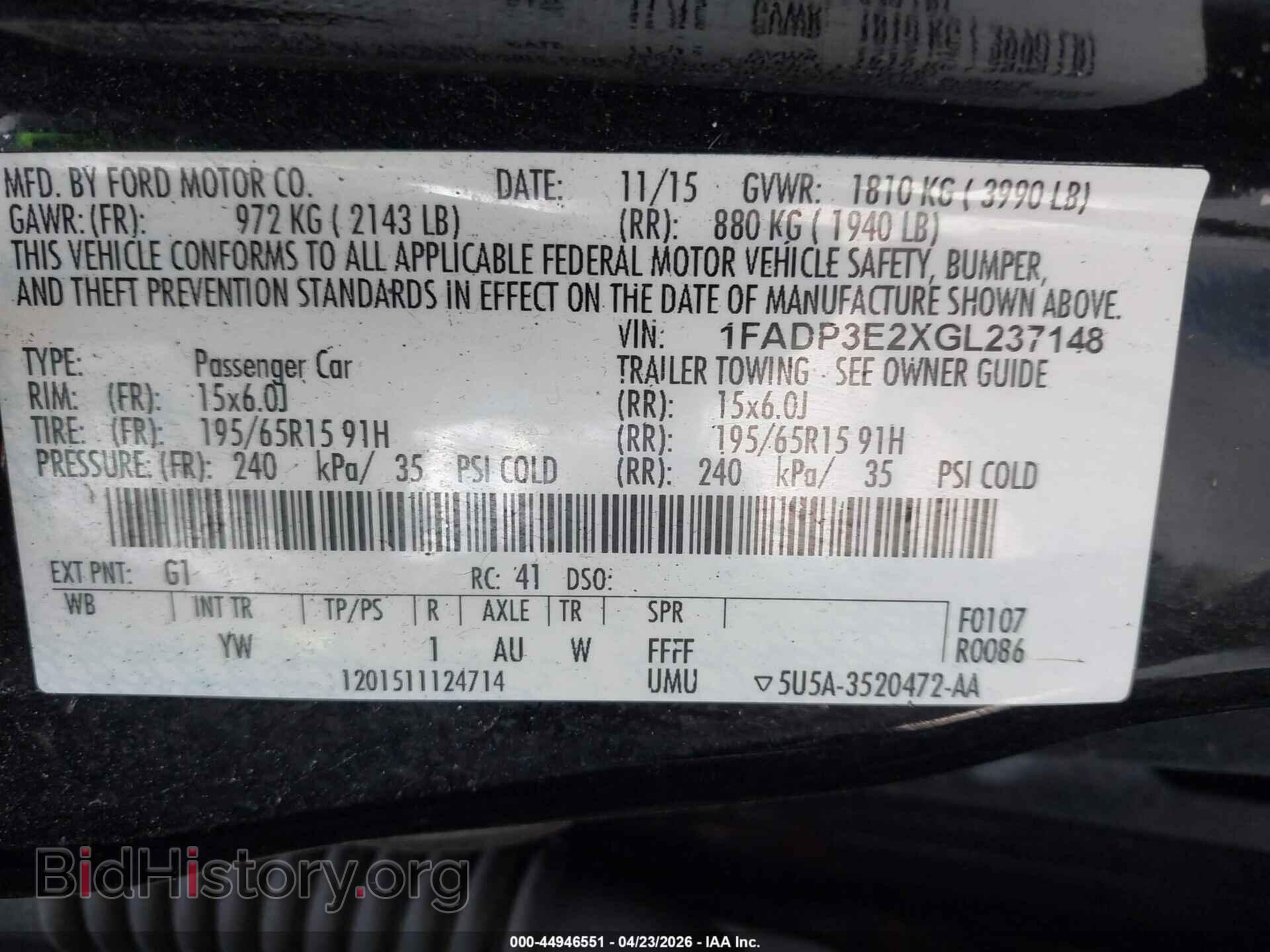 2016 FORD FOCUS - VIN: 1FADP3E2XGL237148 - Фото 9