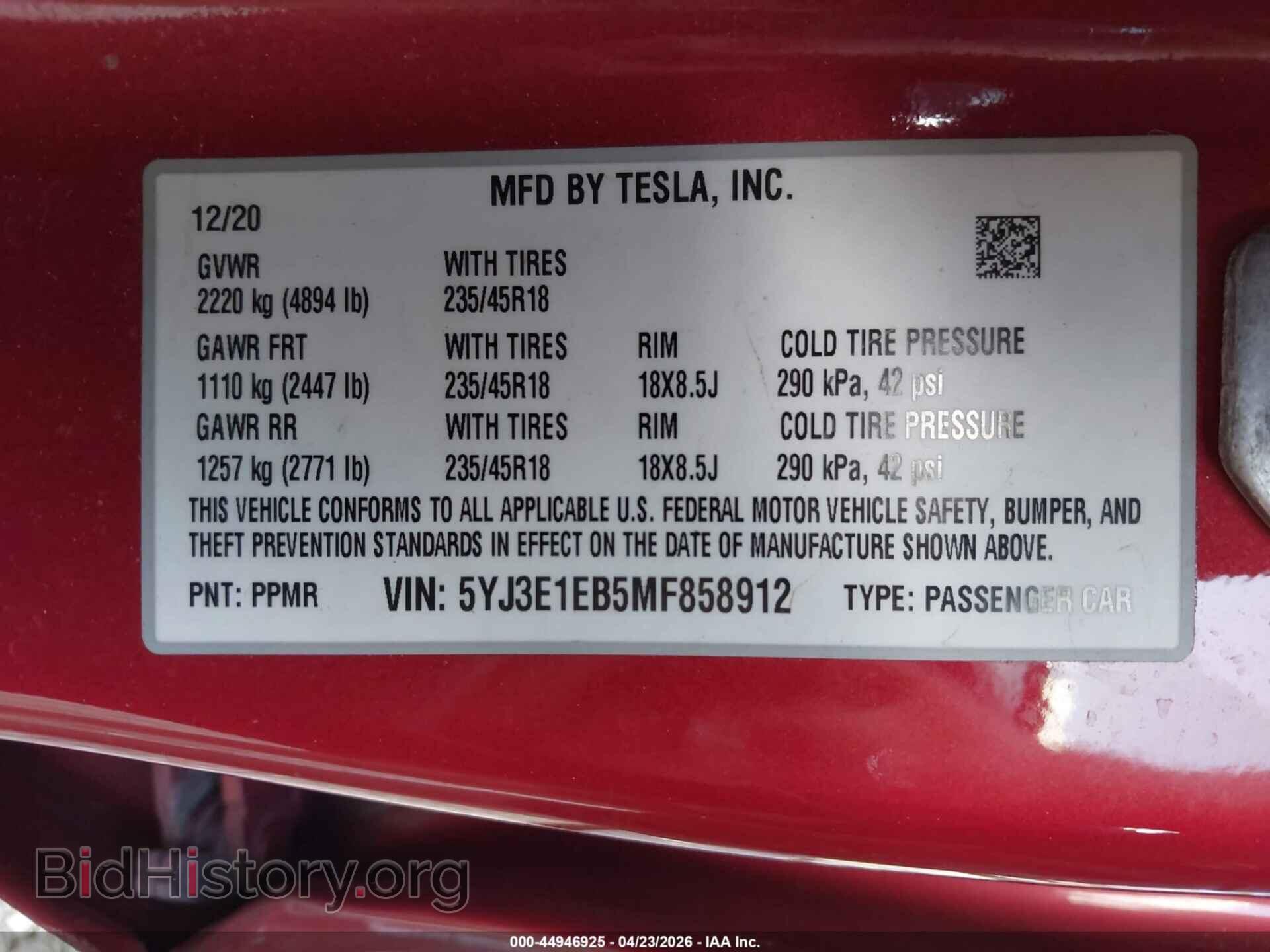 2021 TESLA MODEL 3 - VIN: 5YJ3E1EB5MF858912 - Photo 9