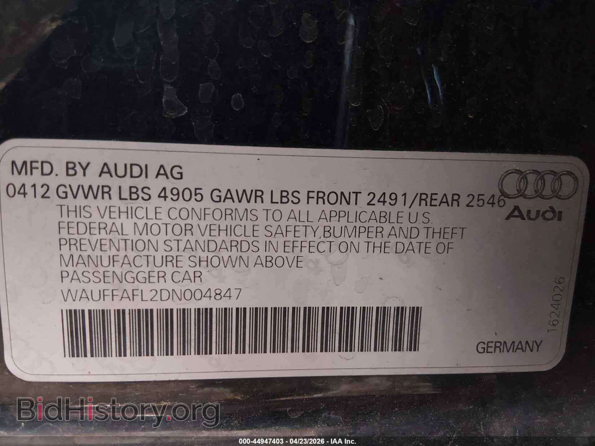 2013 AUDI A4 - VIN: WAUFFAFL2DN004847 - Photo 9