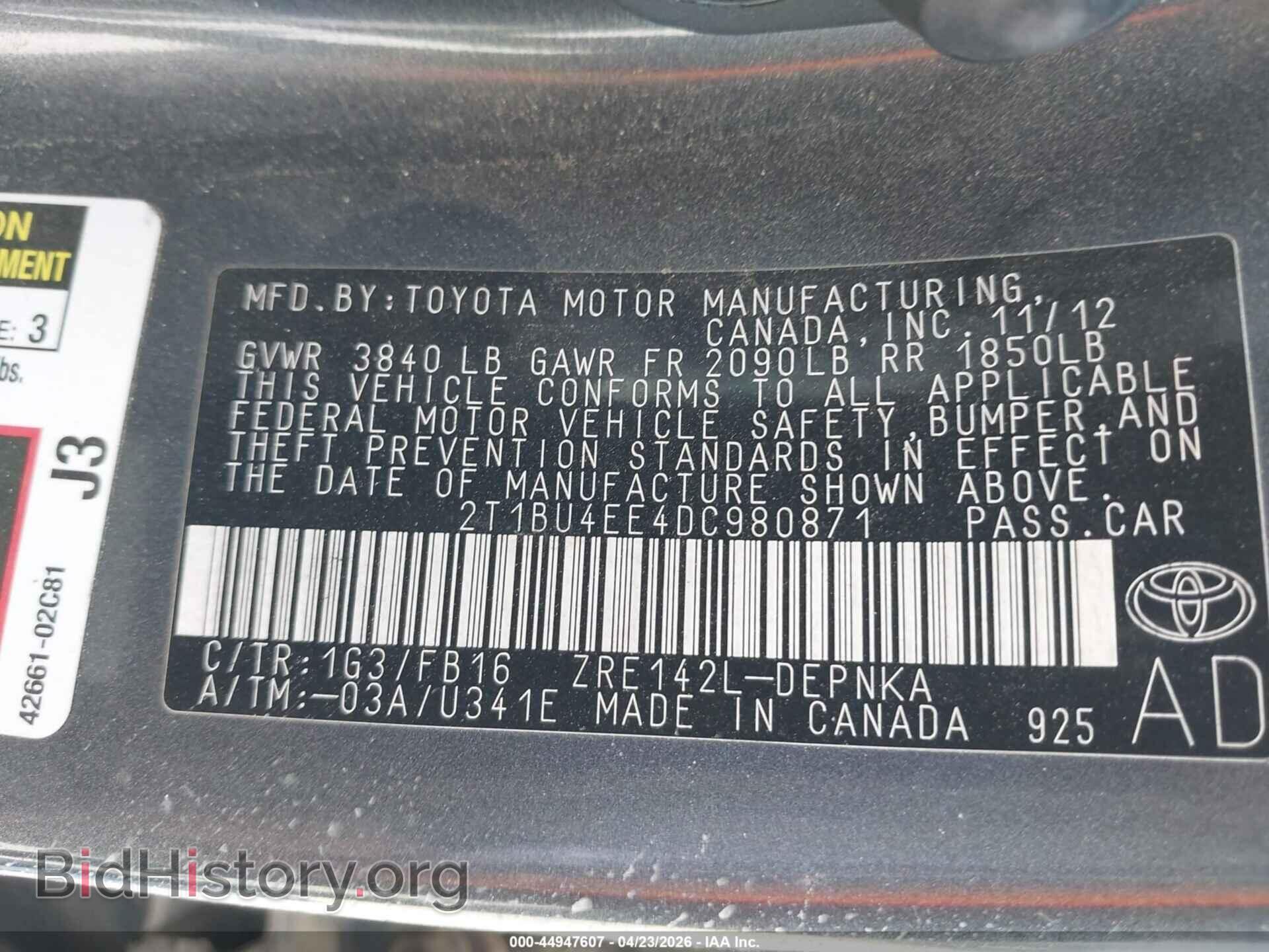 2013 TOYOTA COROLLA - VIN: 2T1BU4EE4DC980871 - Фото 9