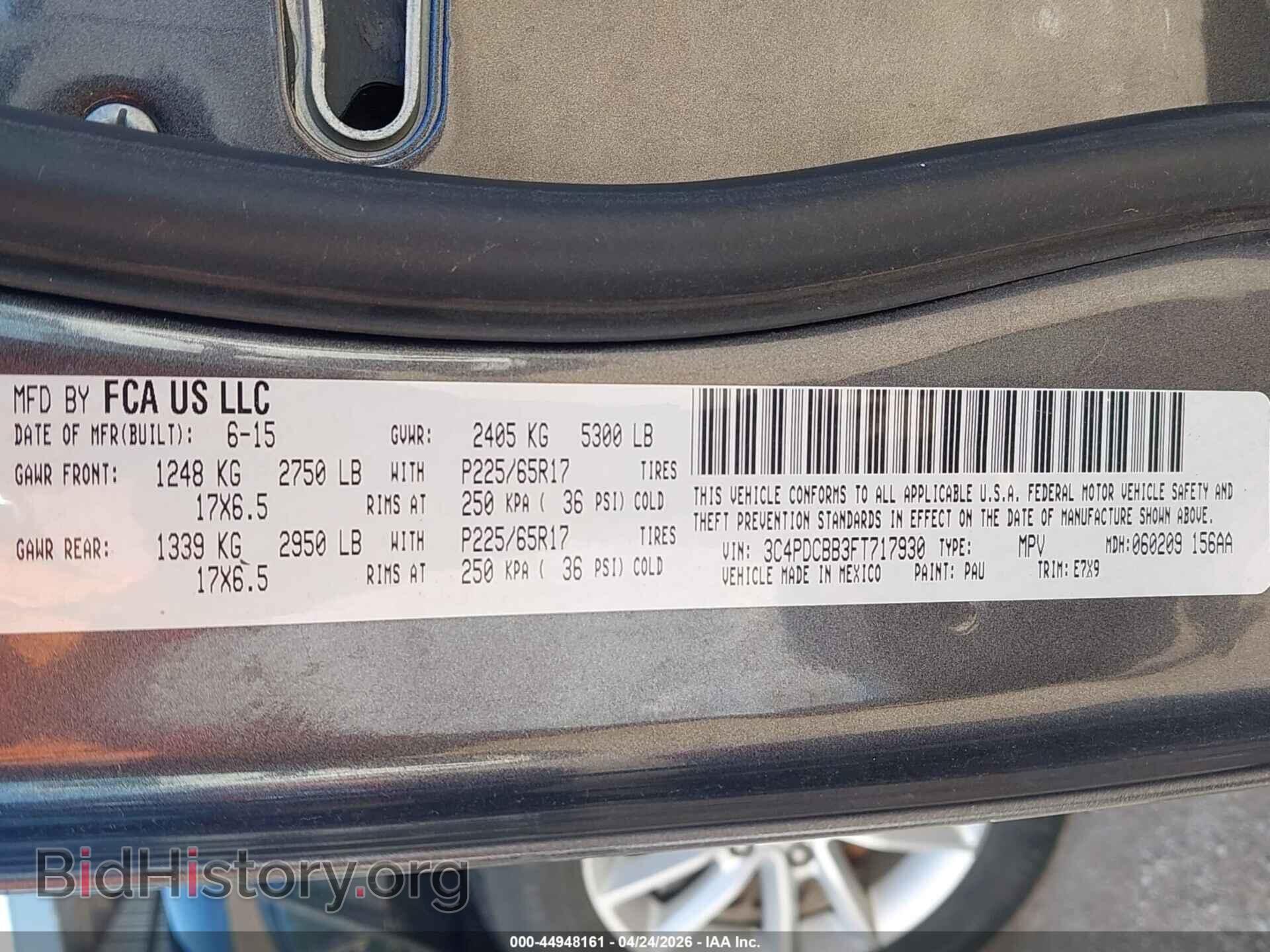 2015 DODGE JOURNEY - VIN: 3C4PDCBB3FT717930 - Фото 9