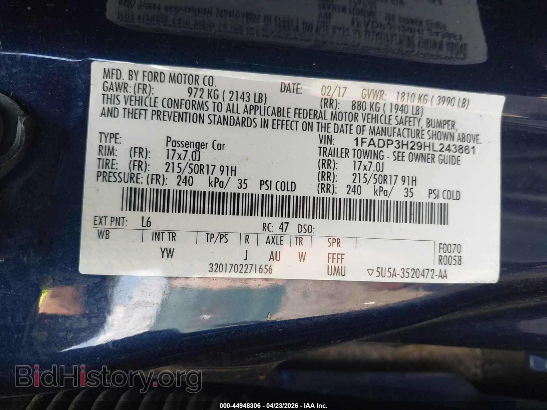 2017 FORD FOCUS - VIN: 1FADP3H29HL243861 - Фото 9