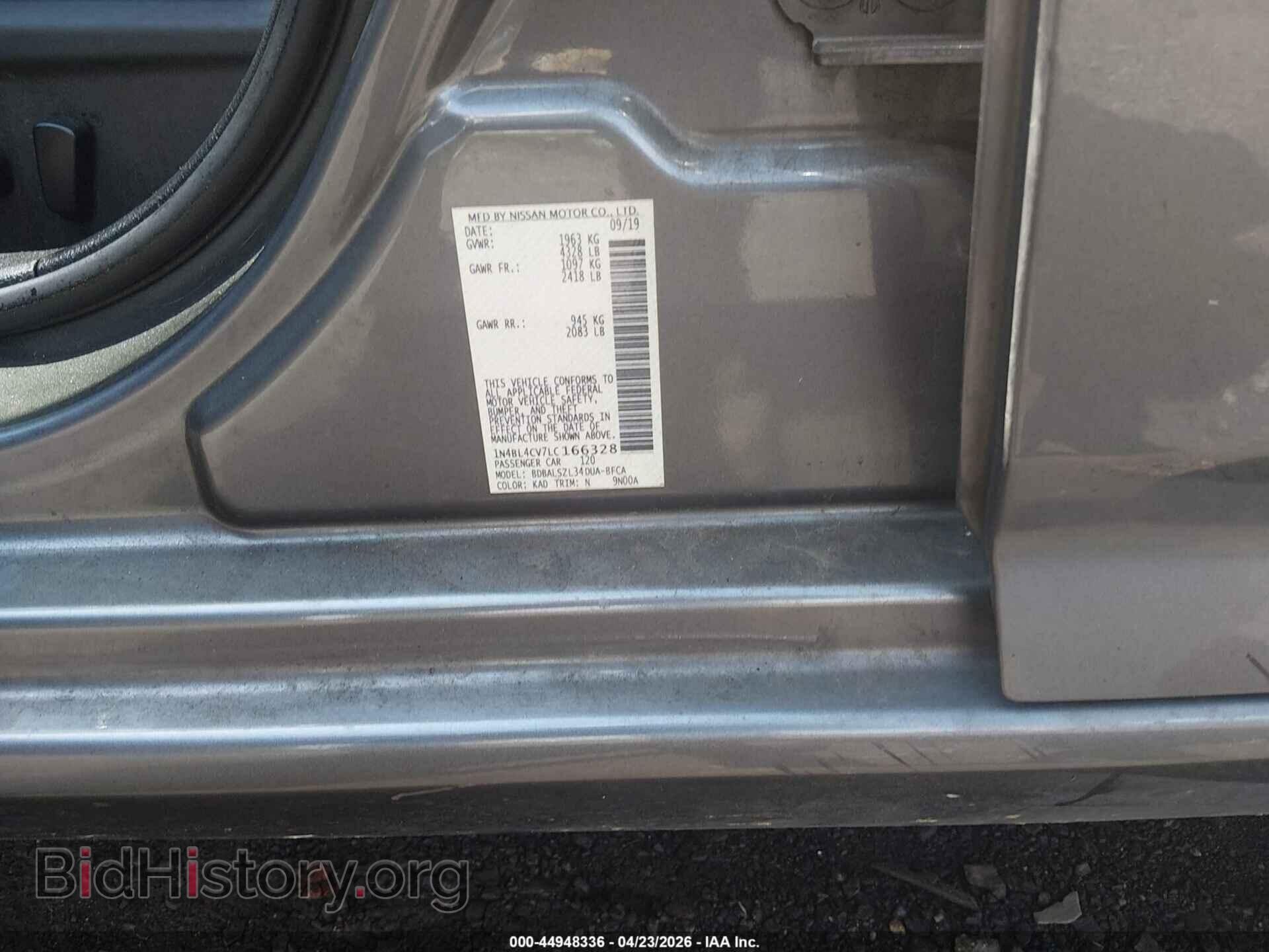 2020 NISSAN ALTIMA - VIN: 1N4BL4CV7LC166328 - Фото 9