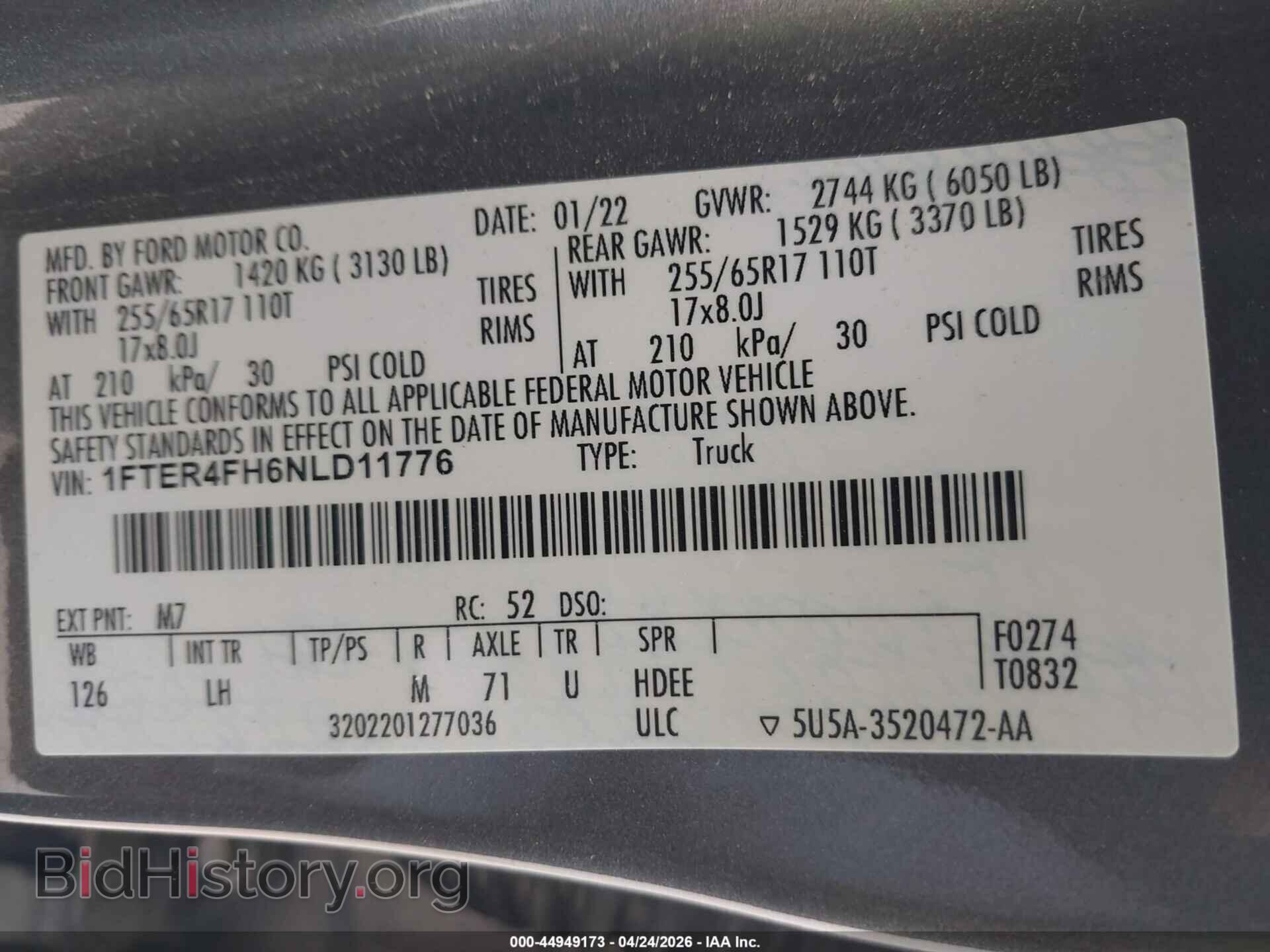 2022 FORD RANGER - VIN: 1FTER4FH6NLD11776 - Фото 9