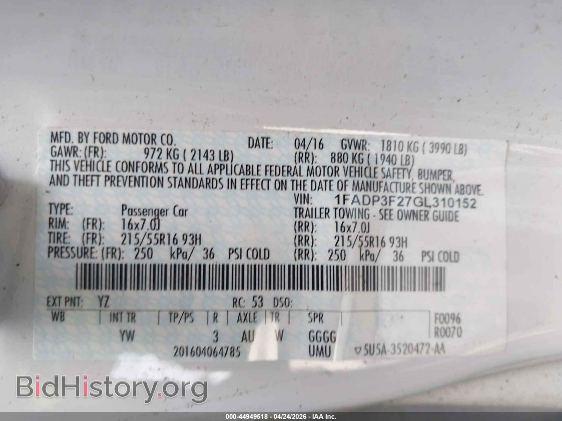 2016 FORD FOCUS - VIN: 1FADP3F27GL310152 - Фото 9
