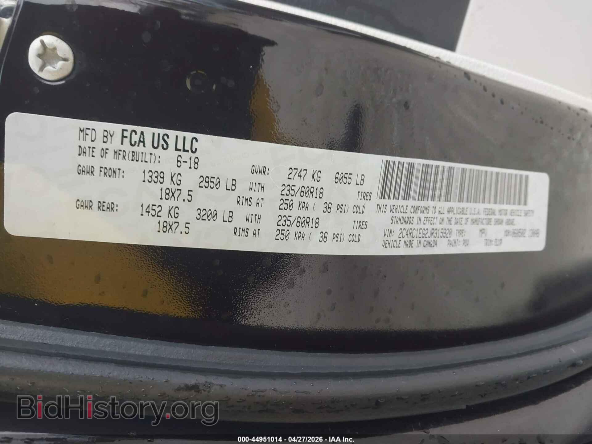 2018 CHRYSLER PACIFICA - VIN: 2C4RC1EG2JR315920 - Photo 9
