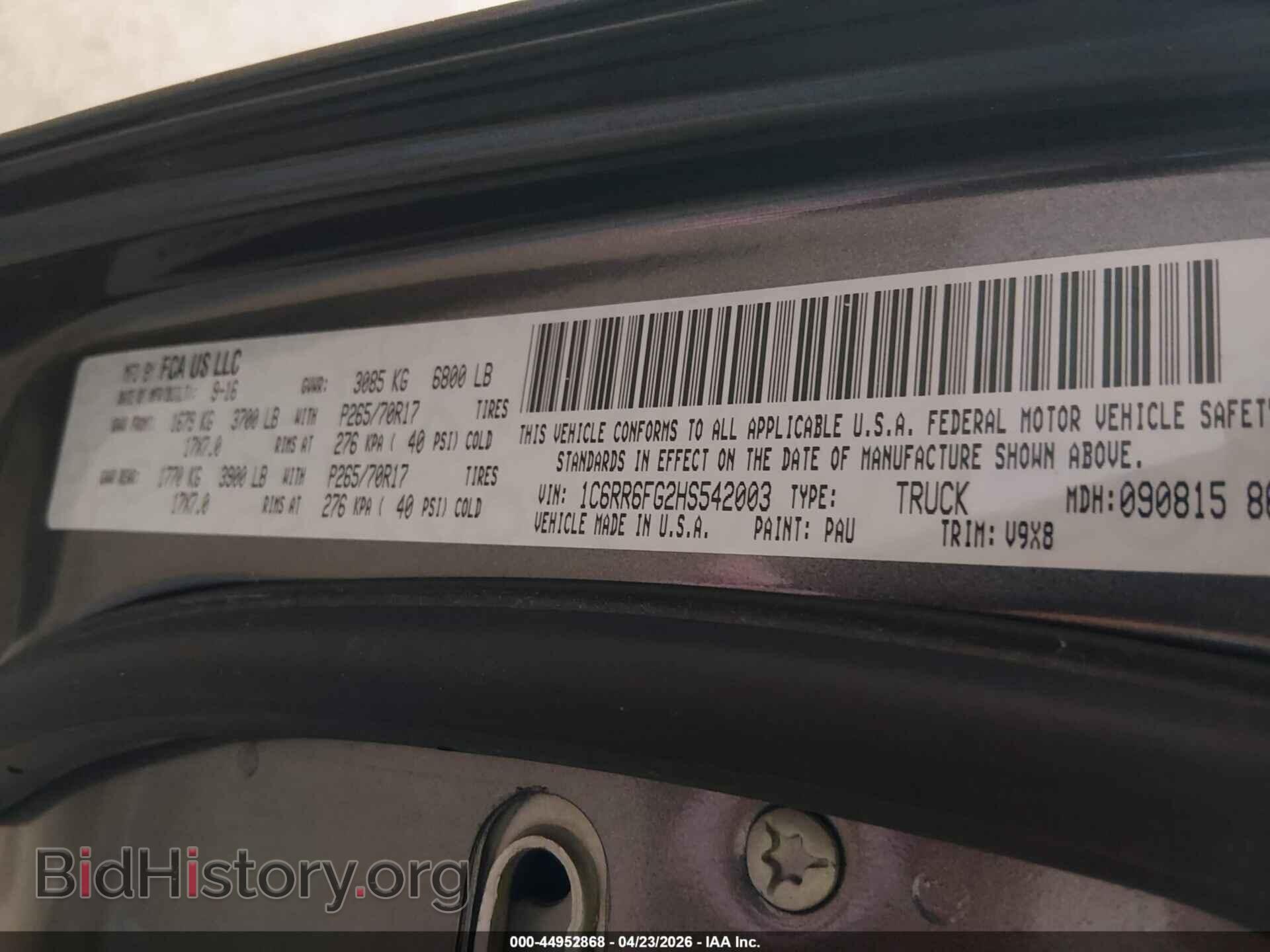 2017 RAM 1500 - VIN: 1C6RR6FG2HS542003 - Фото 9