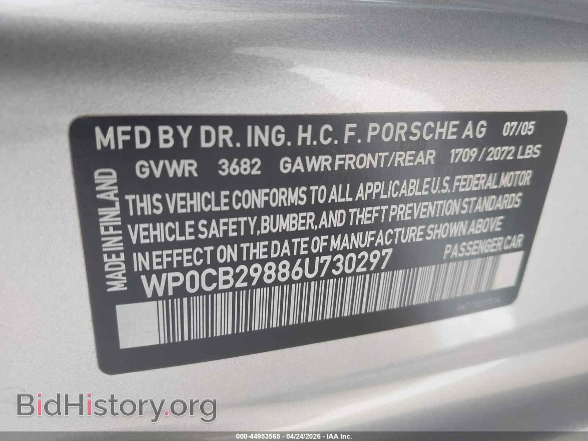 2006 PORSCHE BOXSTER - VIN: WP0CB29886U730297 - Фото 9