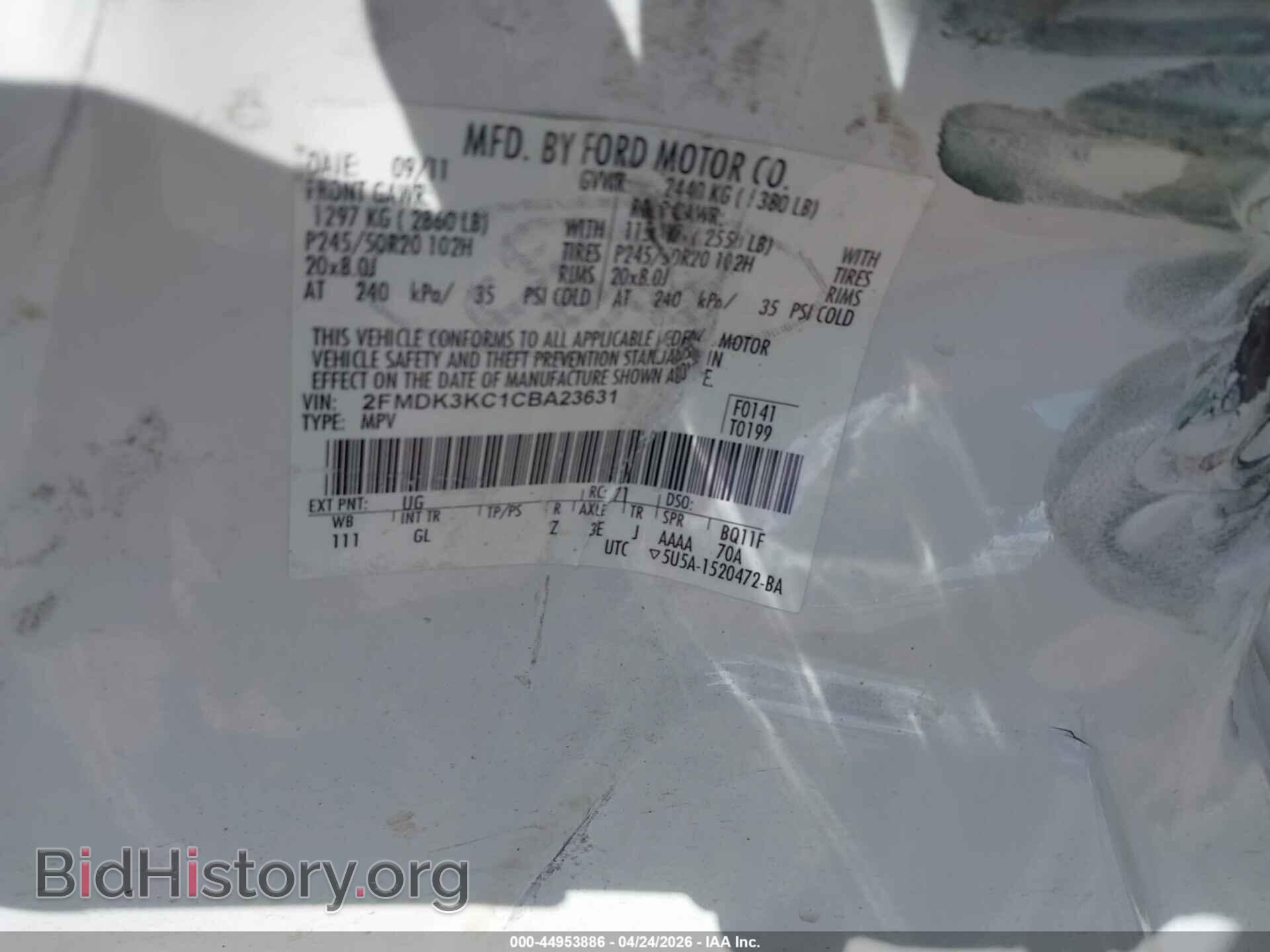 2012 FORD EDGE - VIN: 2FMDK3KC1CBA23631 - Photo 9