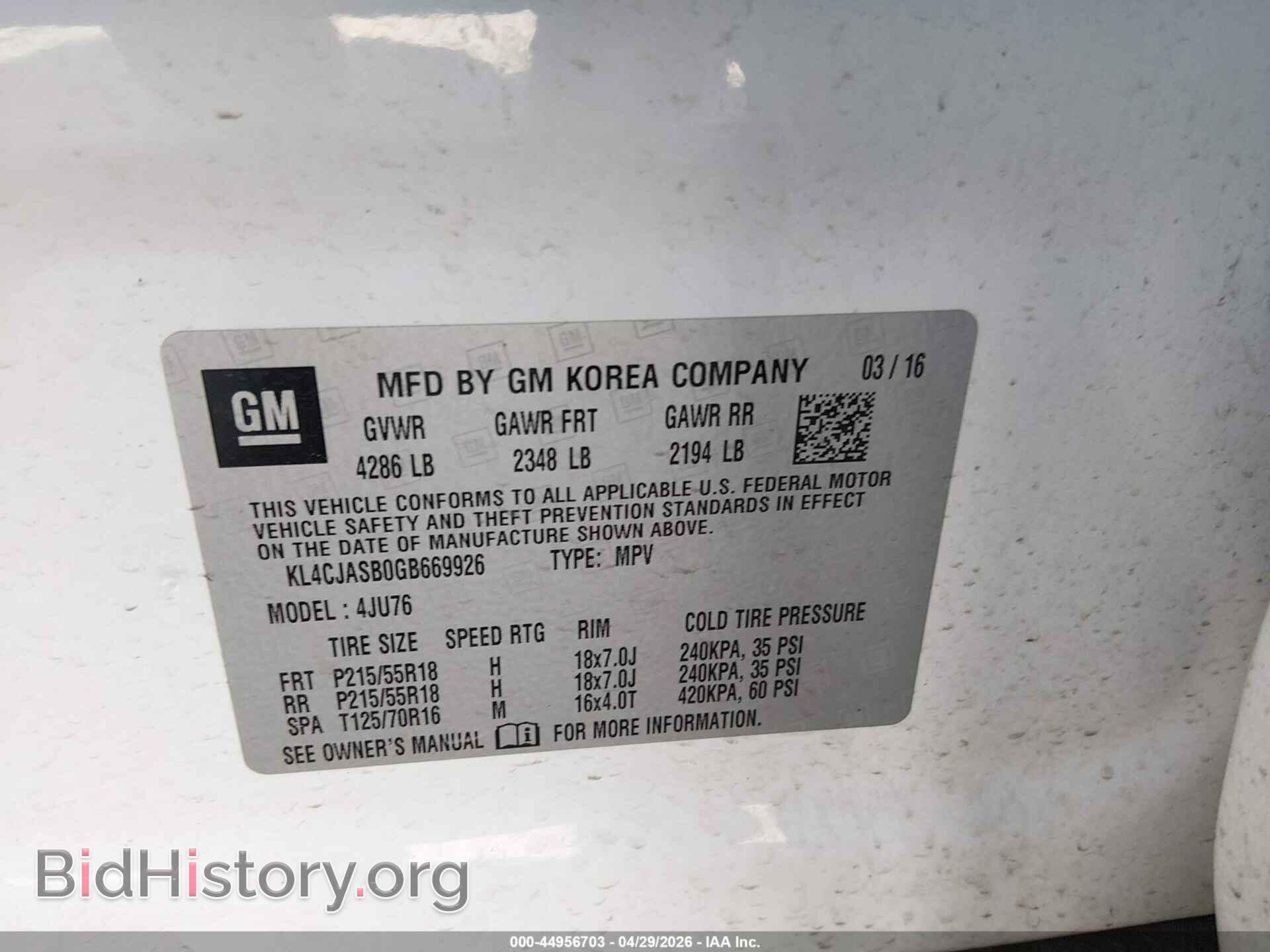 2016 BUICK ENCORE - VIN: KL4CJASB0GB669926 - Photo 9