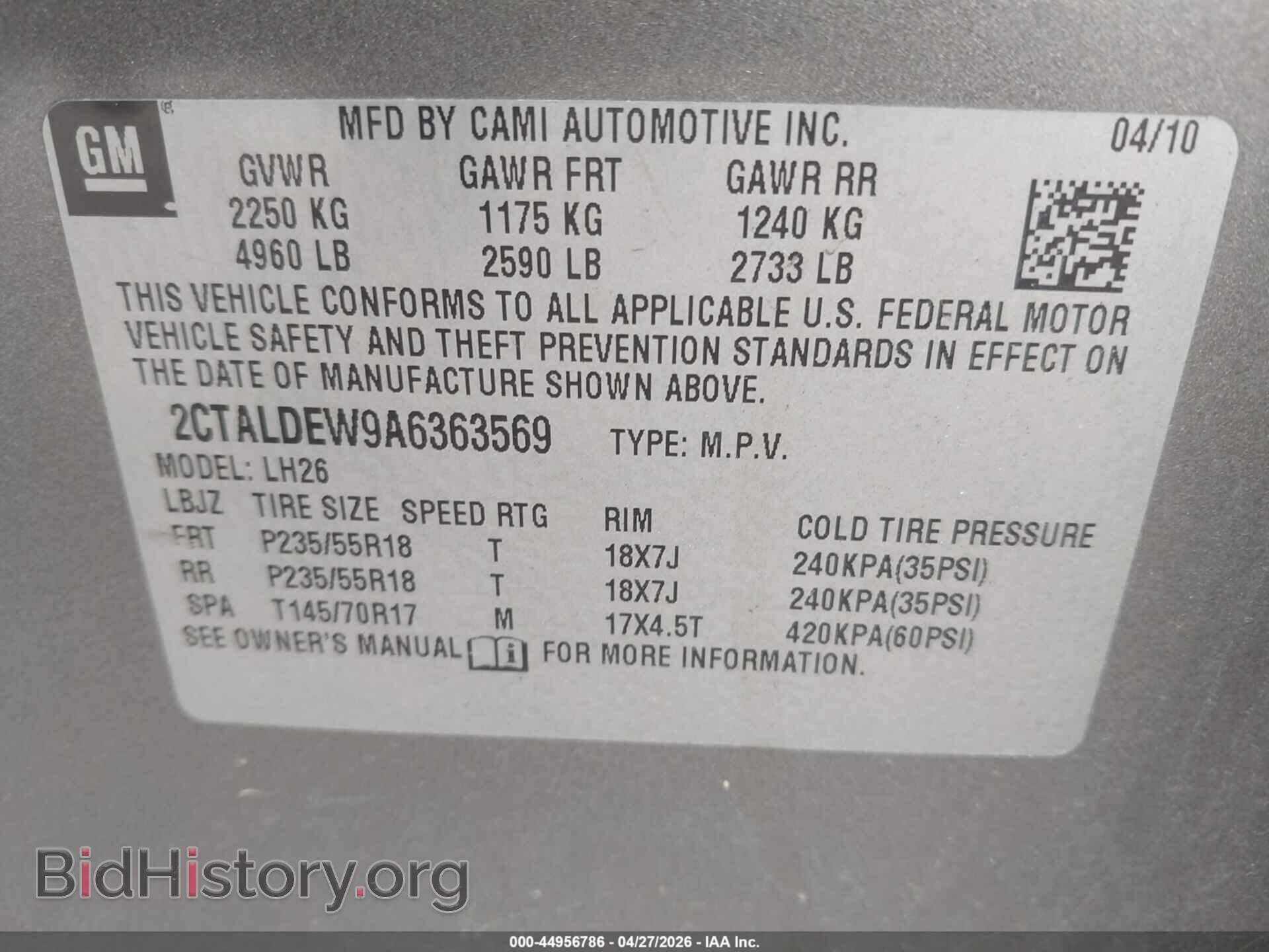 2010 GMC TERRAIN - VIN: 2CTALDEW9A6363569 - Photo 9