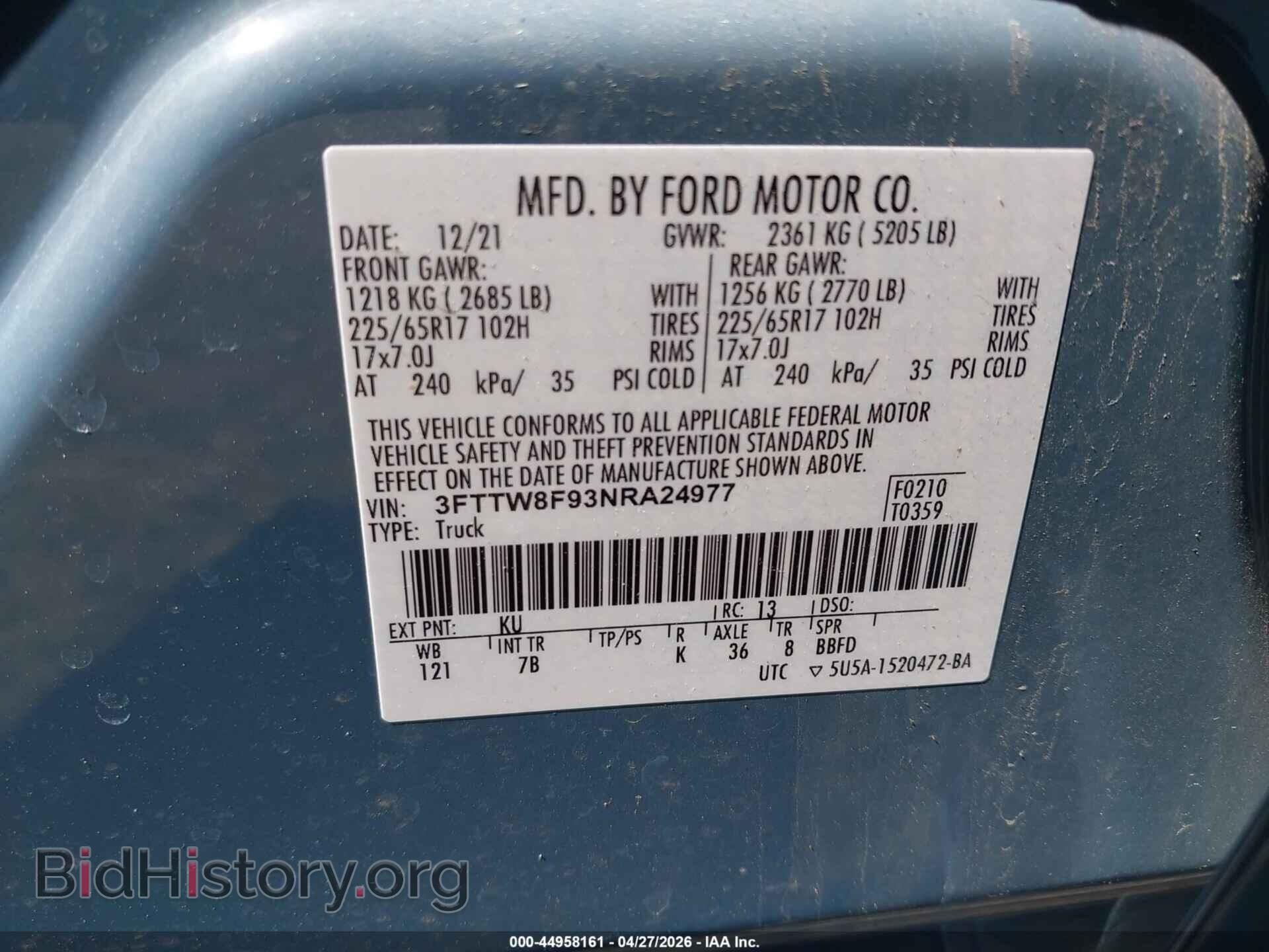 2022 FORD MAVERICK - VIN: 3FTTW8F93NRA24977 - Фото 9