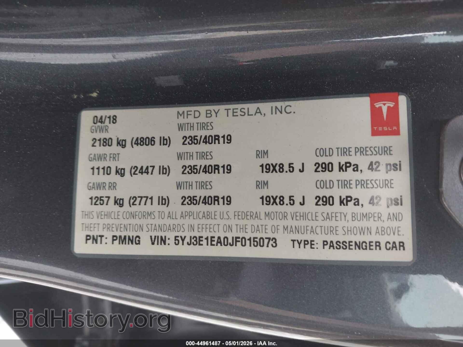 2018 TESLA MODEL 3 - VIN: 5YJ3E1EA0JF015073 - Photo 9
