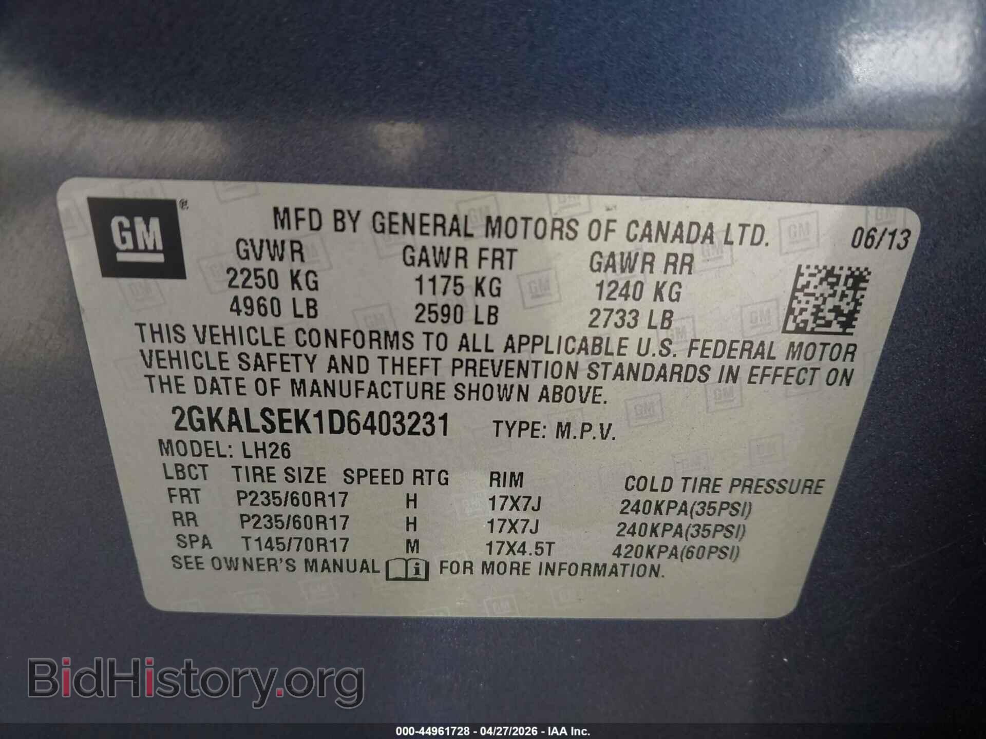 2013 GMC TERRAIN - VIN: 2GKALSEK1D6403231 - Фото 9