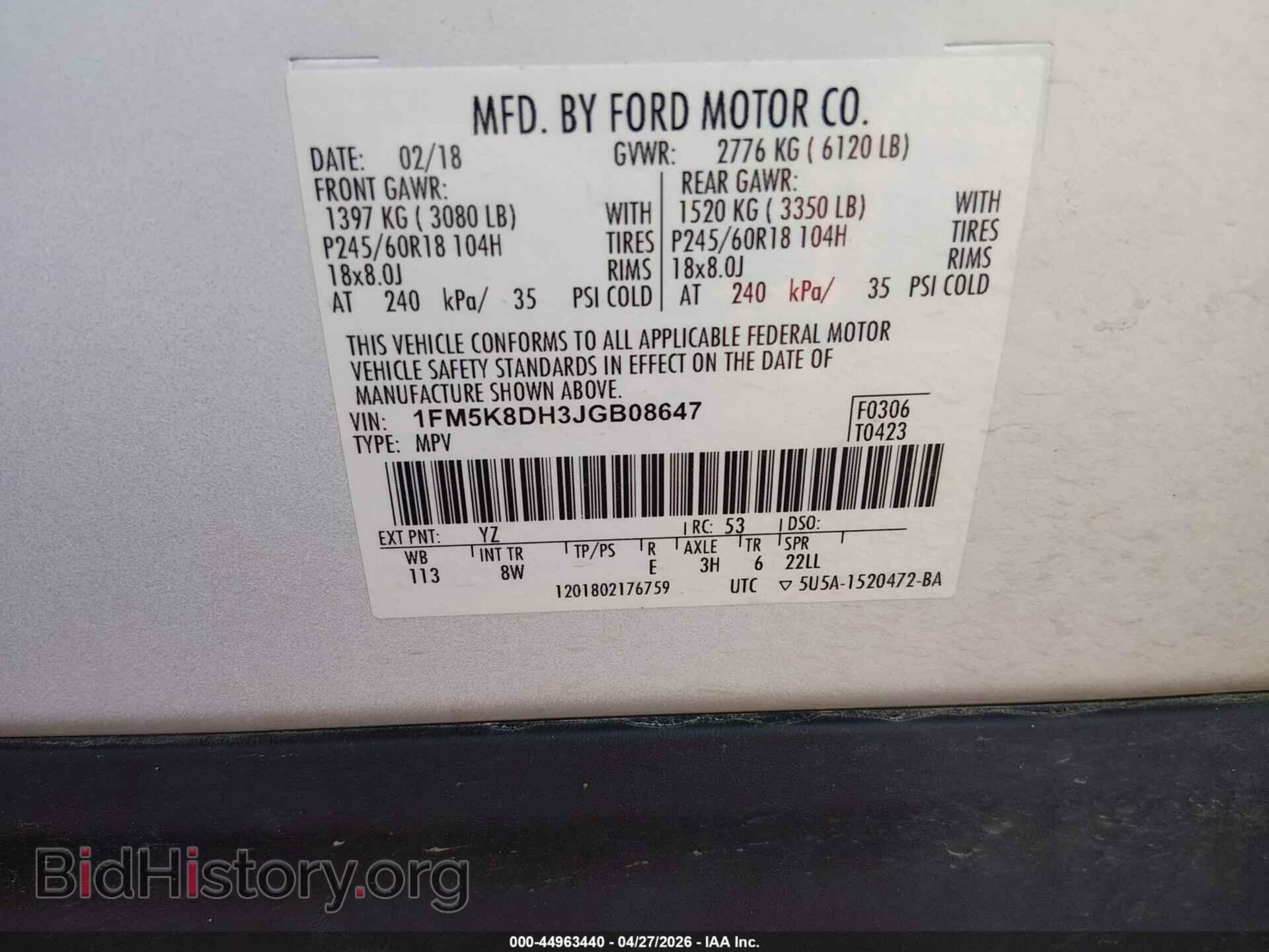 2018 FORD EXPLORER - VIN: 1FM5K8DH3JGB08647 - Photo 9
