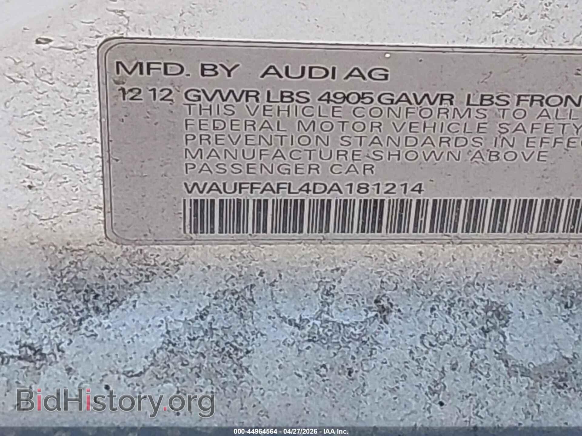 2013 AUDI A4 - VIN: WAUFFAFL4DA181214 - Фото 9