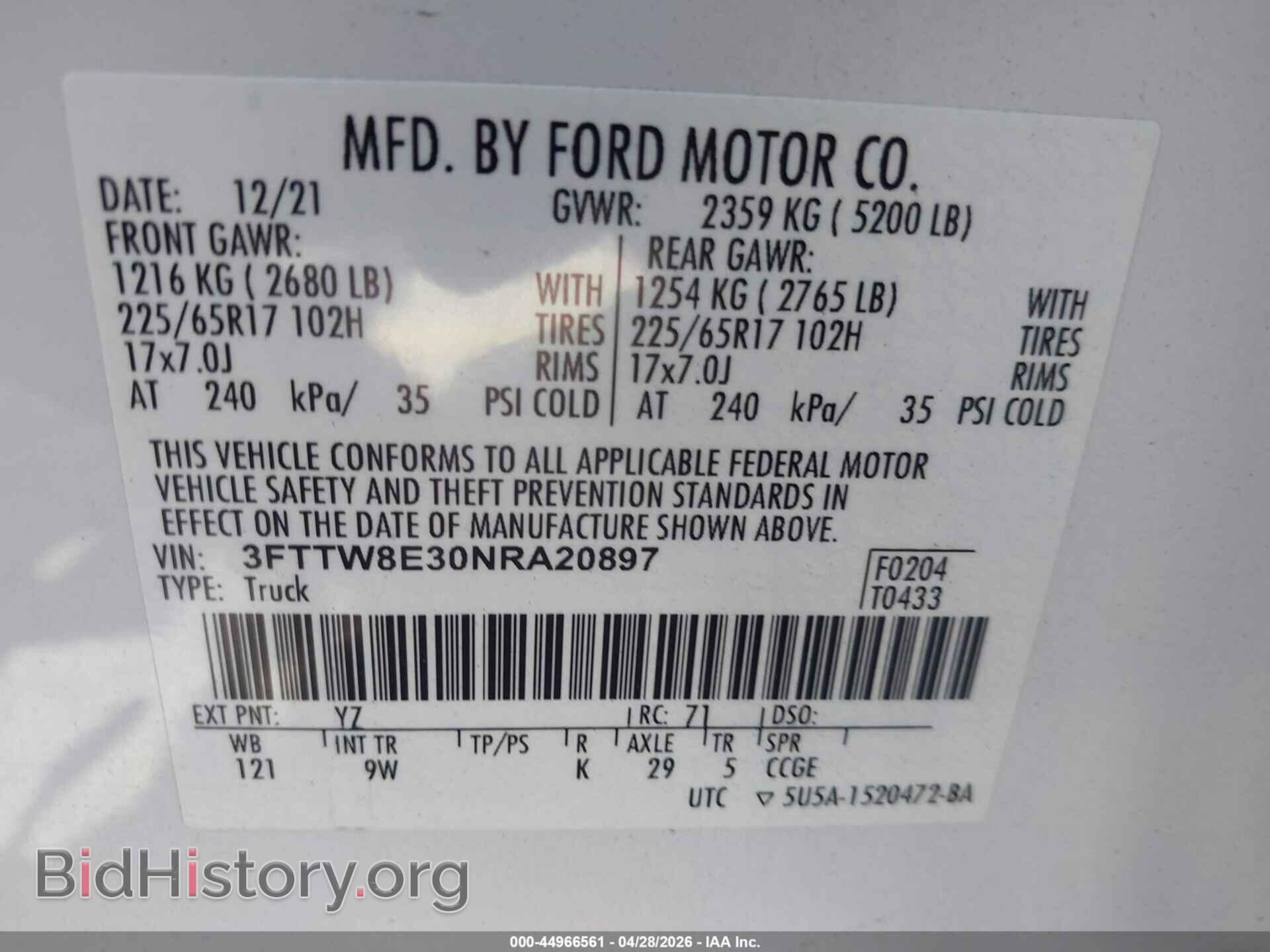 2022 FORD MAVERICK - VIN: 3FTTW8E30NRA20897 - Фото 9