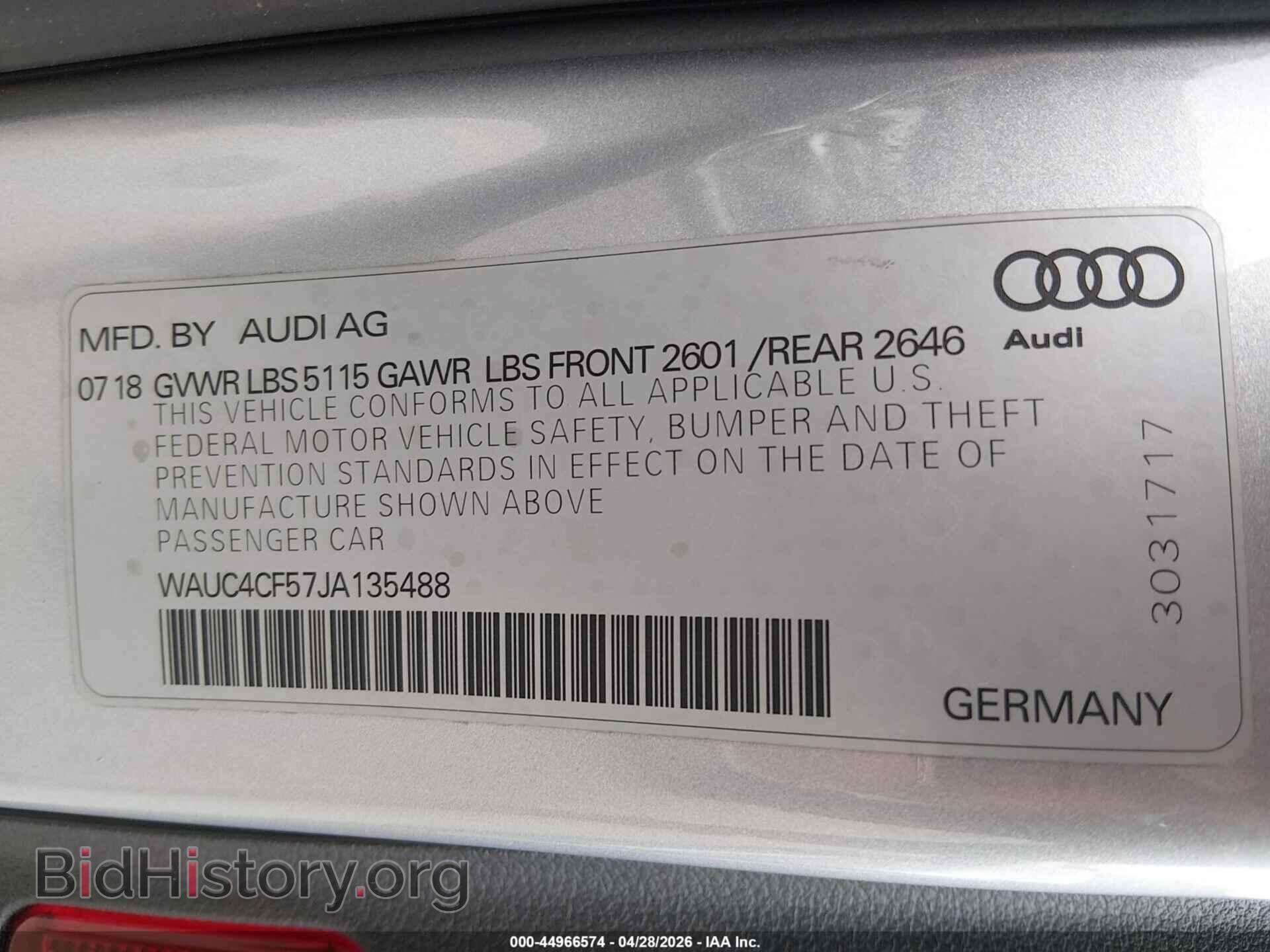 2018 AUDI S5 - VIN: WAUC4CF57JA135488 - Фото 9