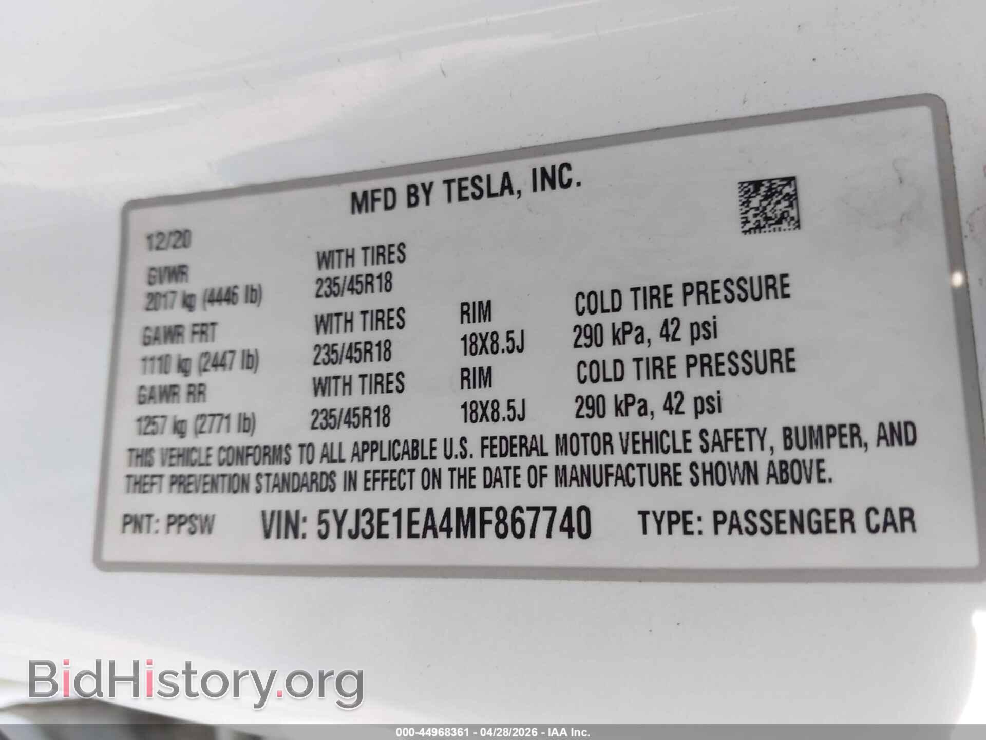 2021 TESLA MODEL 3 - VIN: 5YJ3E1EA4MF867740 - Photo 9