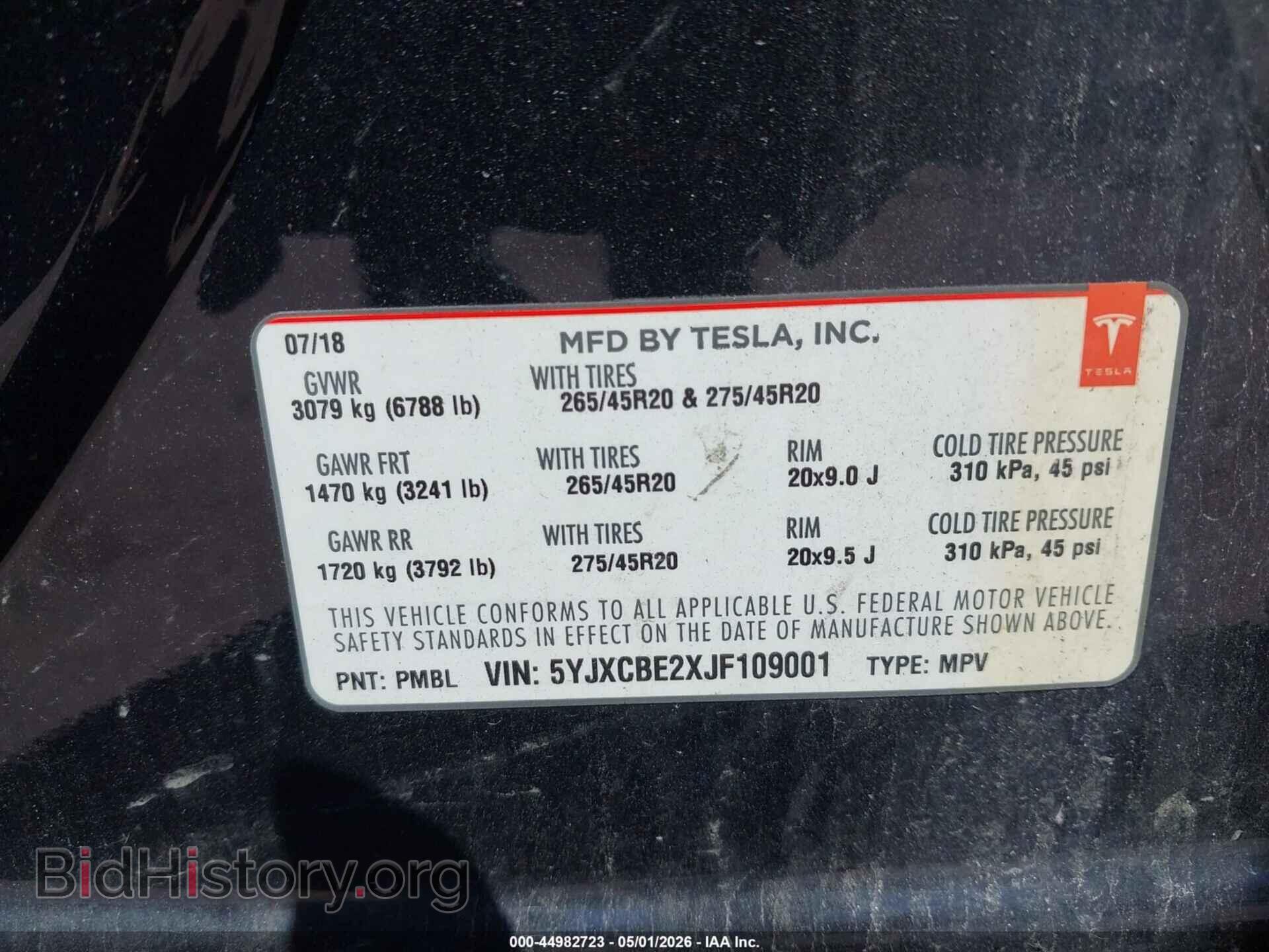 2018 TESLA MODEL X - VIN: 5YJXCBE2XJF109001 - Photo 9