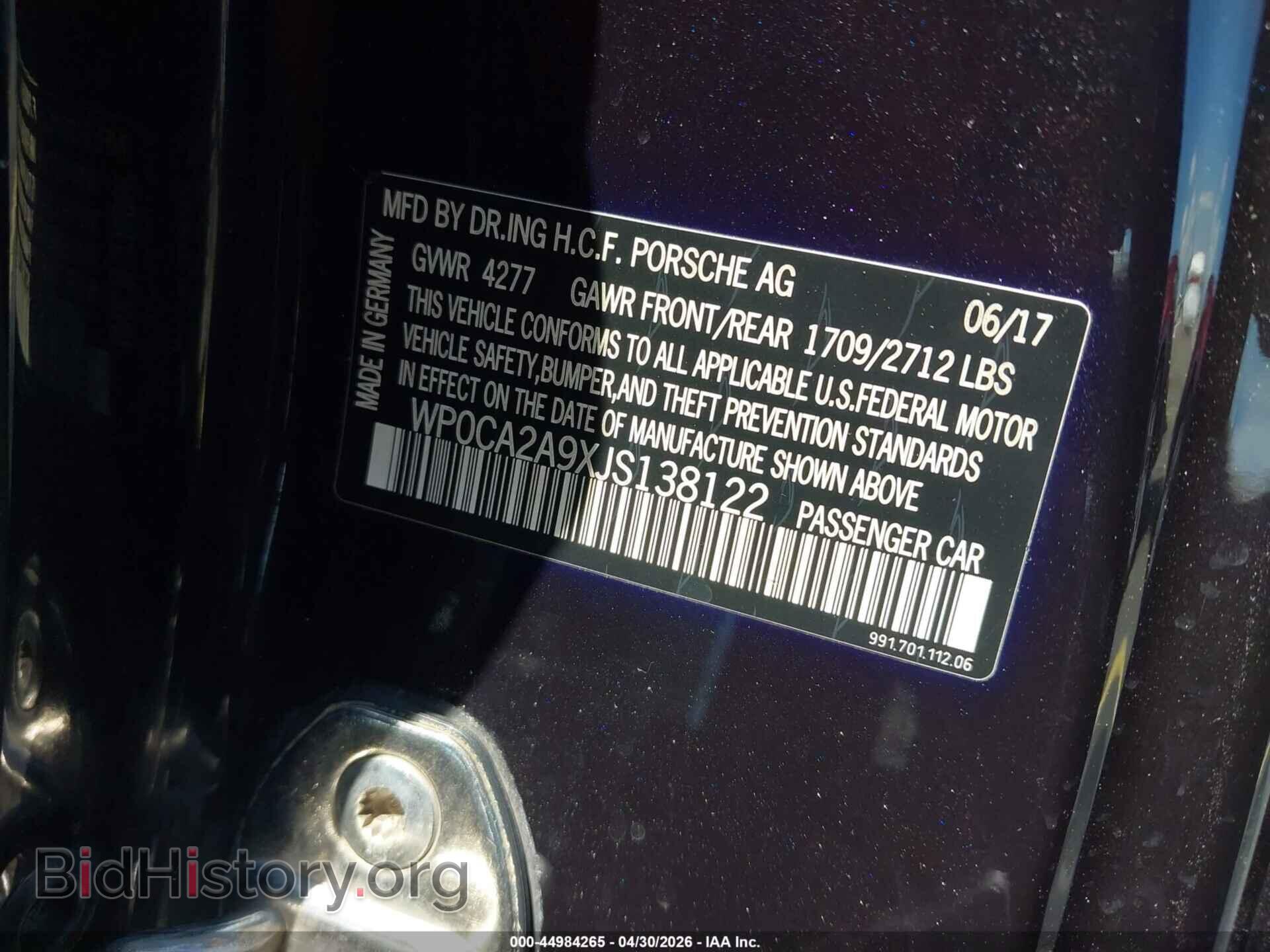 2018 PORSCHE 911 - VIN: WP0CA2A9XJS138122 - Фото 9