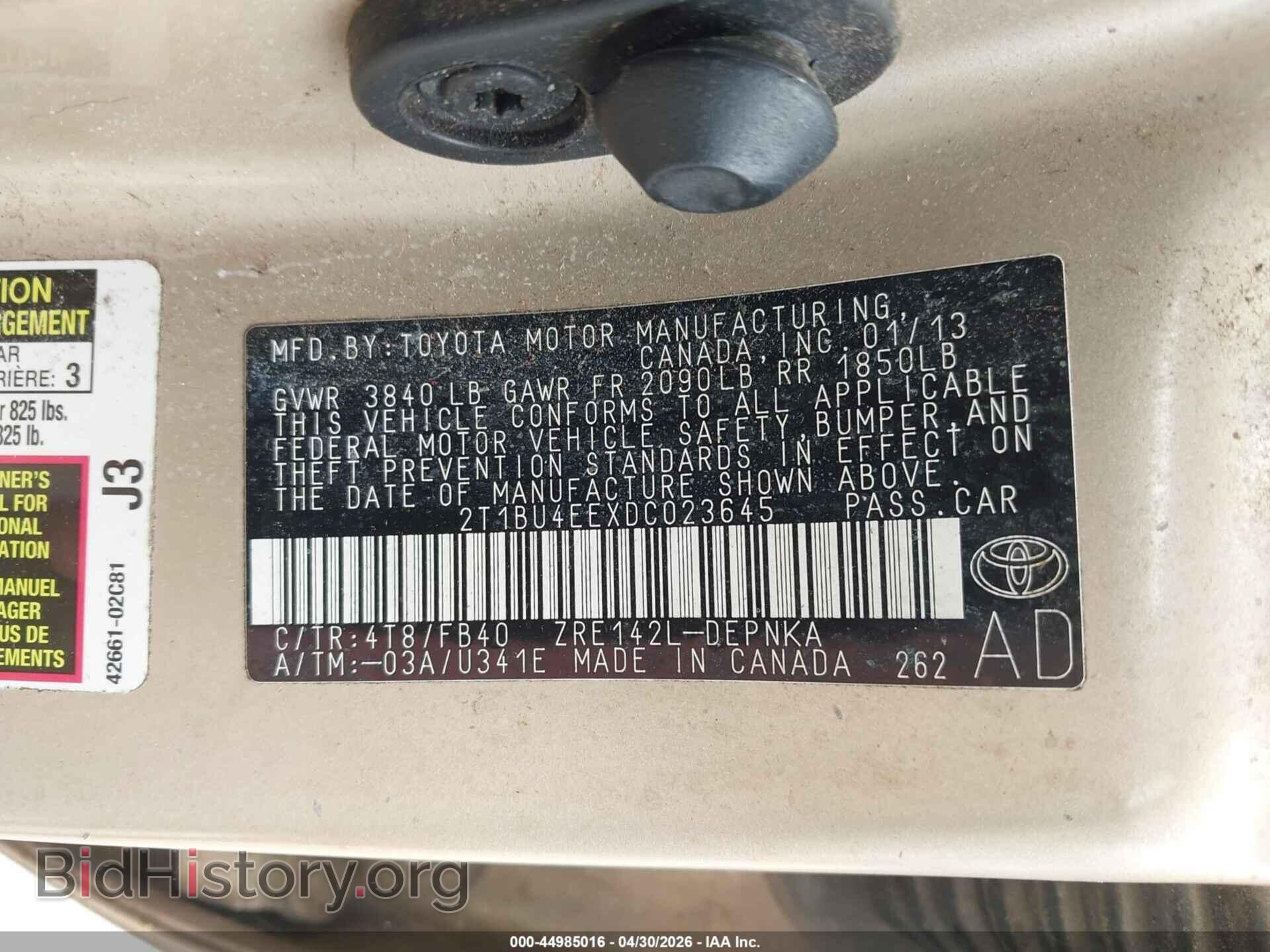 2013 TOYOTA COROLLA - VIN: 2T1BU4EEXDC023645 - Фото 9