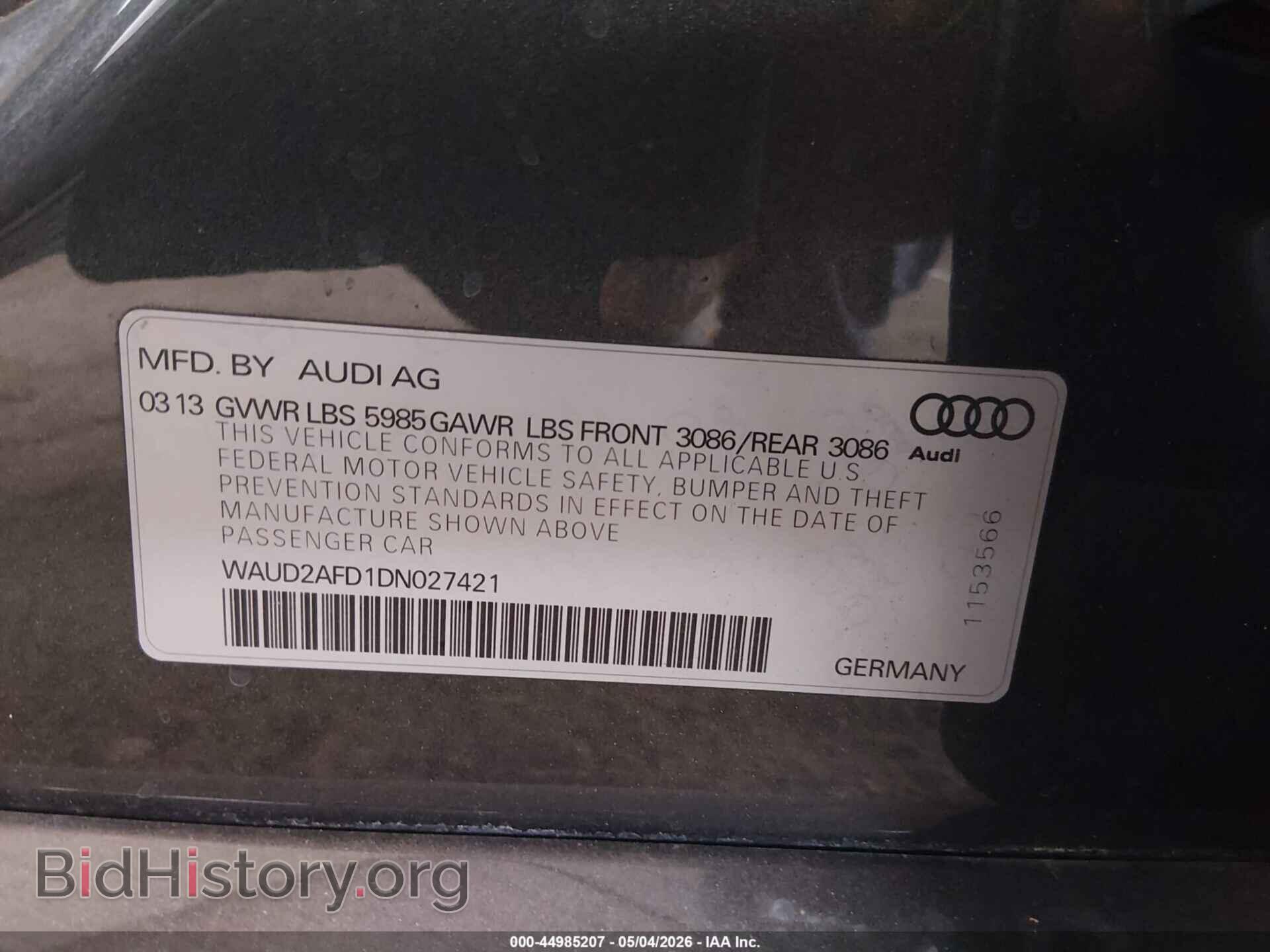 2013 AUDI S8 - VIN: WAUD2AFD1DN027421 - Фото 9