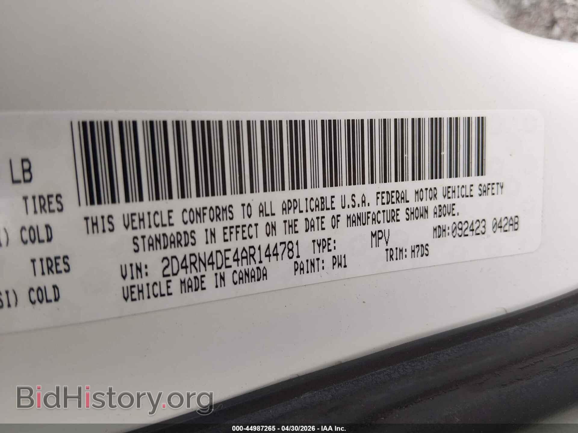 2010 DODGE GRAND CARAVAN - VIN: 2D4RN4DE4AR144781 - Фото 9
