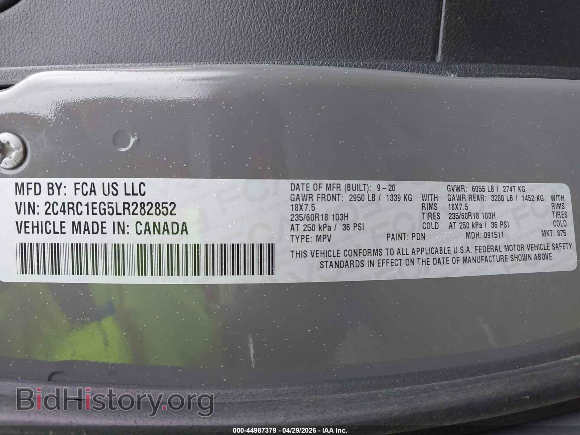 2020 CHRYSLER PACIFICA - VIN: 2C4RC1EG5LR282852 - Photo 9