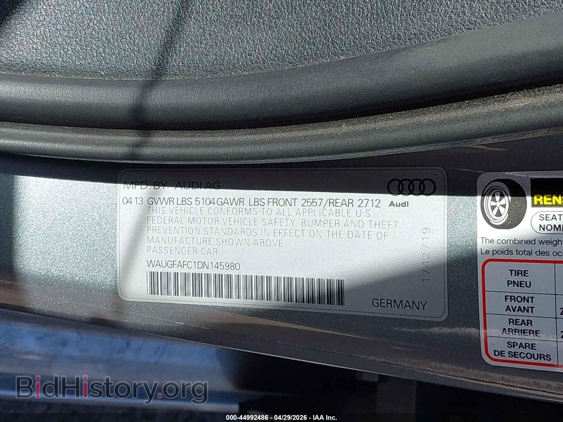 2013 AUDI A6 - VIN: WAUGFAFC1DN145980 - Фото 9