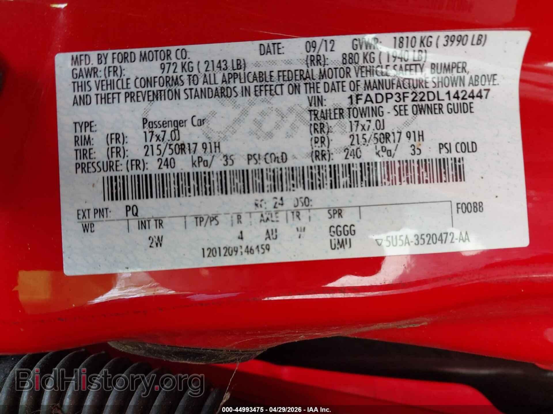 2013 FORD FOCUS - VIN: 1FADP3F22DL142447 - Фото 9