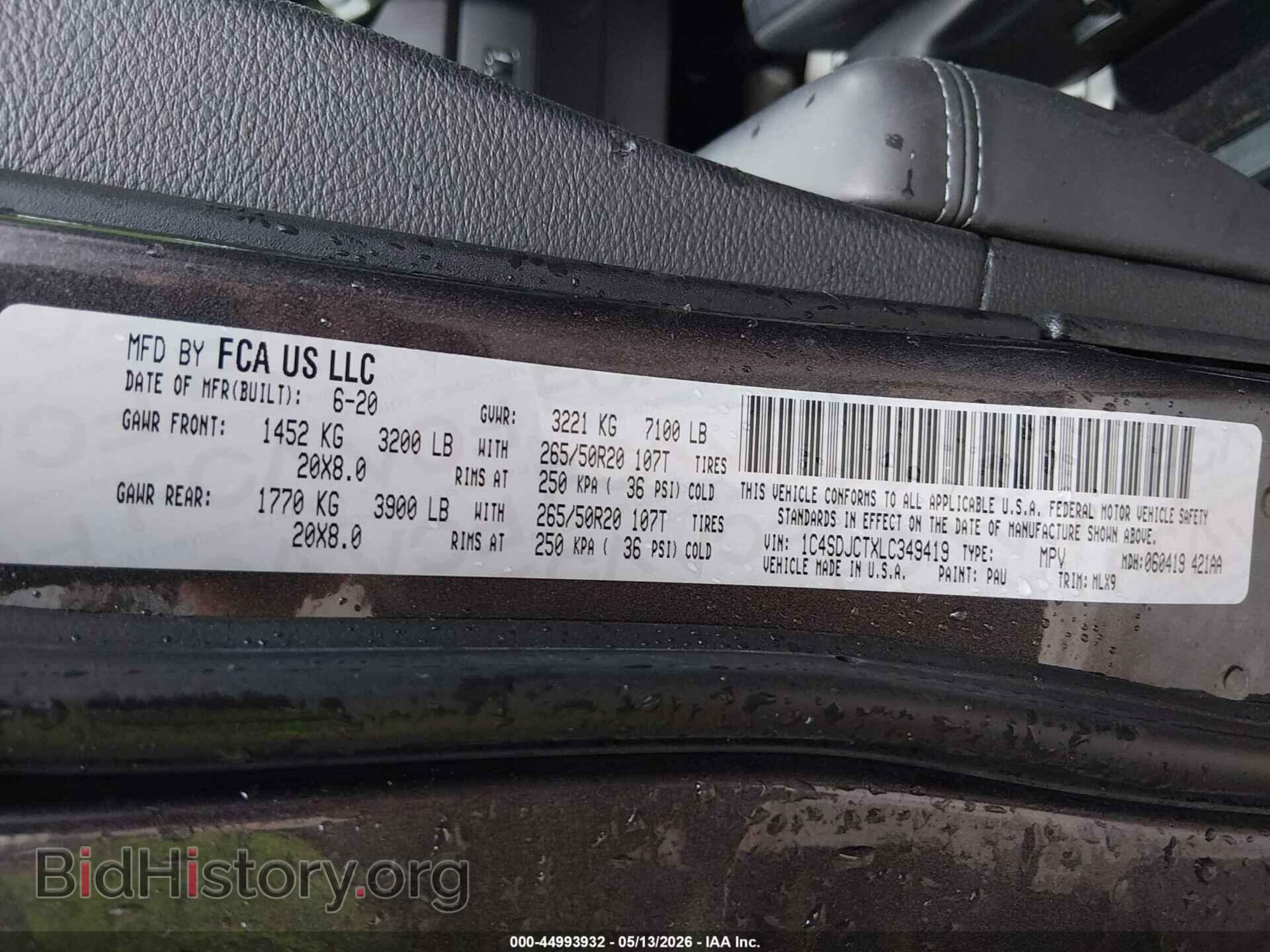 2020 DODGE DURANGO - VIN: 1C4SDJCTXLC349419 - Photo 9