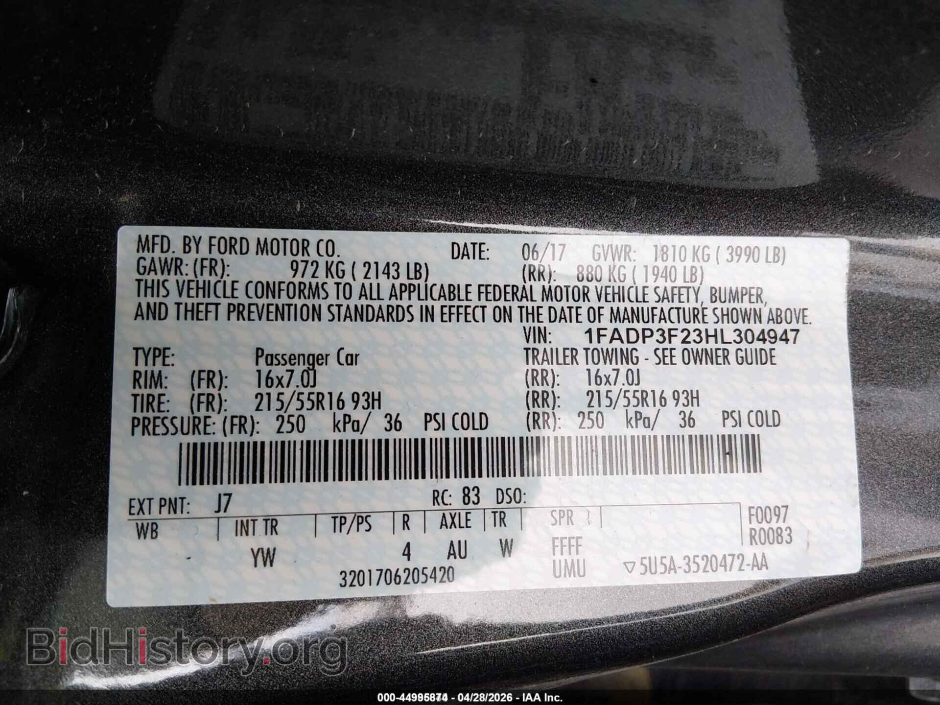2017 FORD FOCUS - VIN: 1FADP3F23HL304947 - Фото 9